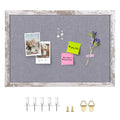 Aitakatta Gray Felt Cork Board Bulletin Board, Decorative Hanging Cork Boards for Walls with White Rustic Wood Frame, Pin Board Vision Board for Office Home and School with Pins, Screws (4060,WH,1pc)