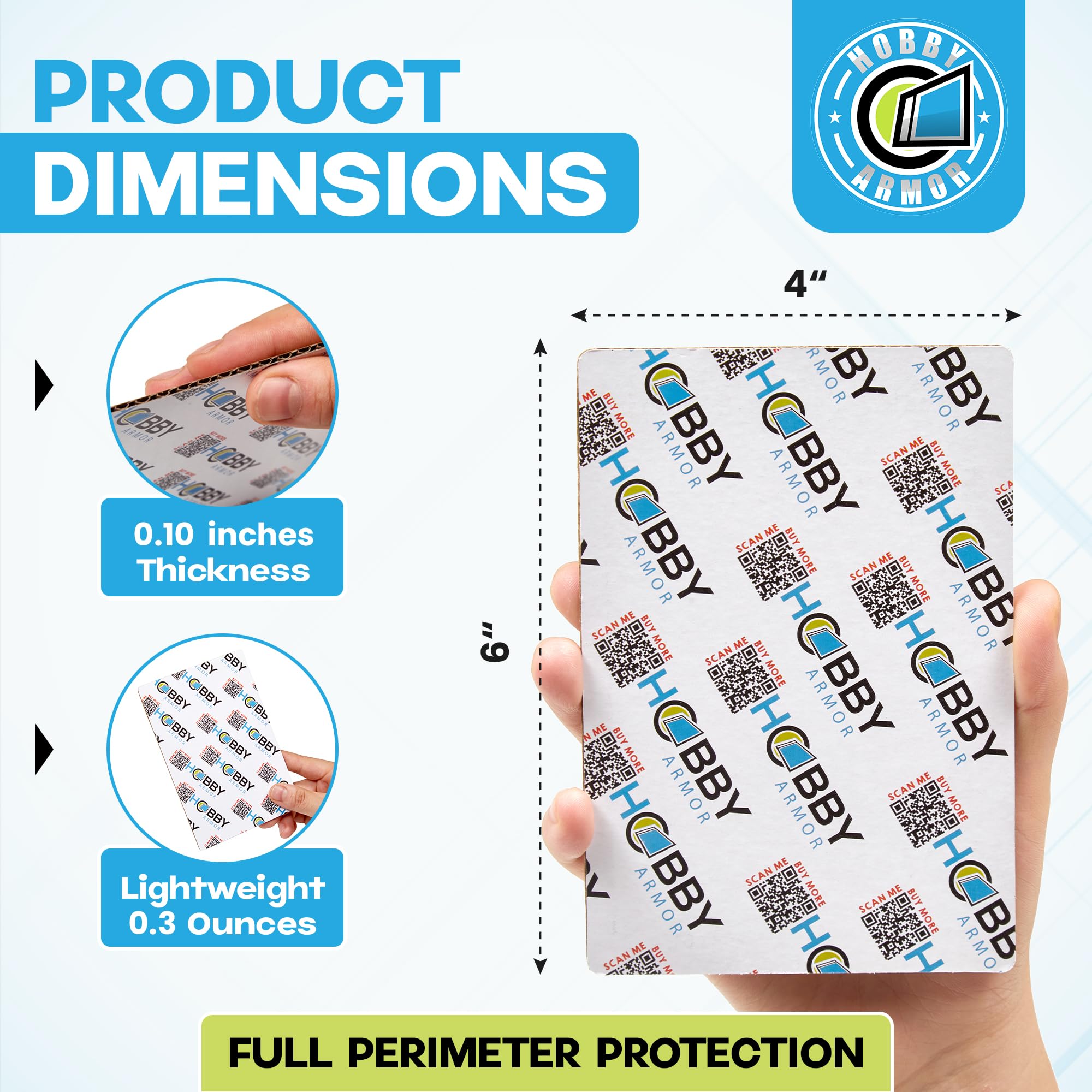 100 Pack Graded Trading Card Shipping Protector by Hobby Armor, 4" x 6" with Rounded Corners, Vibrant Multi-Color Card Protector to Guard Cards From Dings, Premium Cardboard Slab Shipping Supplies