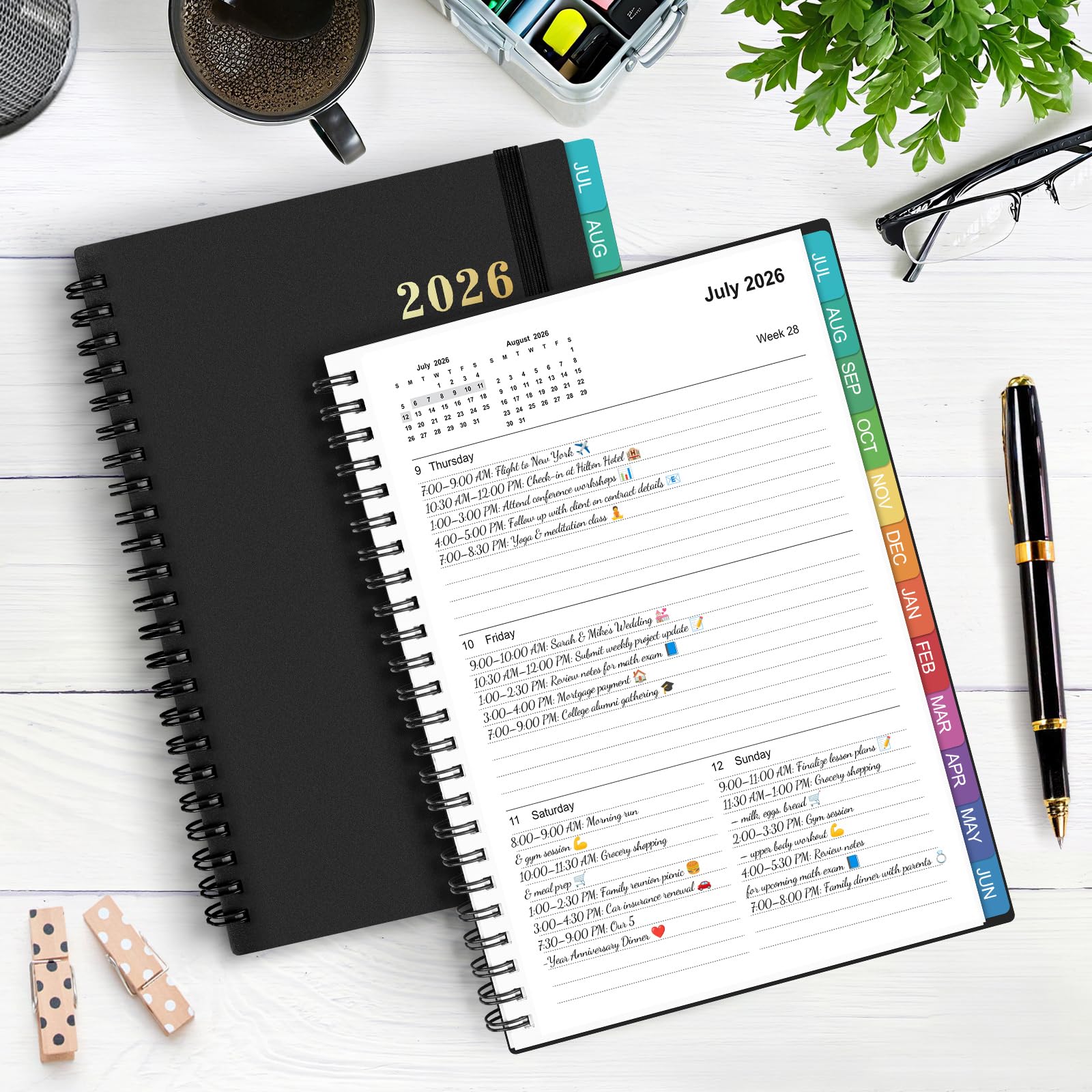 Planner 2026-2027 – Agenda 2026-2027: Planner Weekly and Monthly from July 2026 to June 2027, 8.5" x 11", 2026-2027 Calendar Planner with Monthly Tabs, Flexible Cover, Thick Paper, Inner Pocket for School Office Supplies(Black)