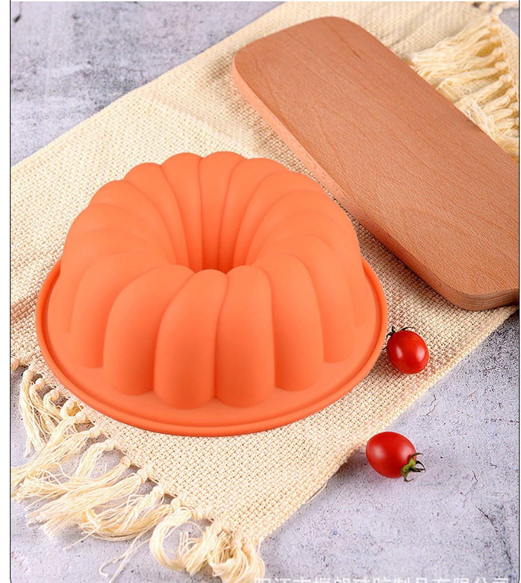FantasyDay Silicone Baking Molds,9.5 Inch Silicone Cake Pan, Non Stick Fluted Tube Cake Pan for Cake, Jello, Gelatin, Bread