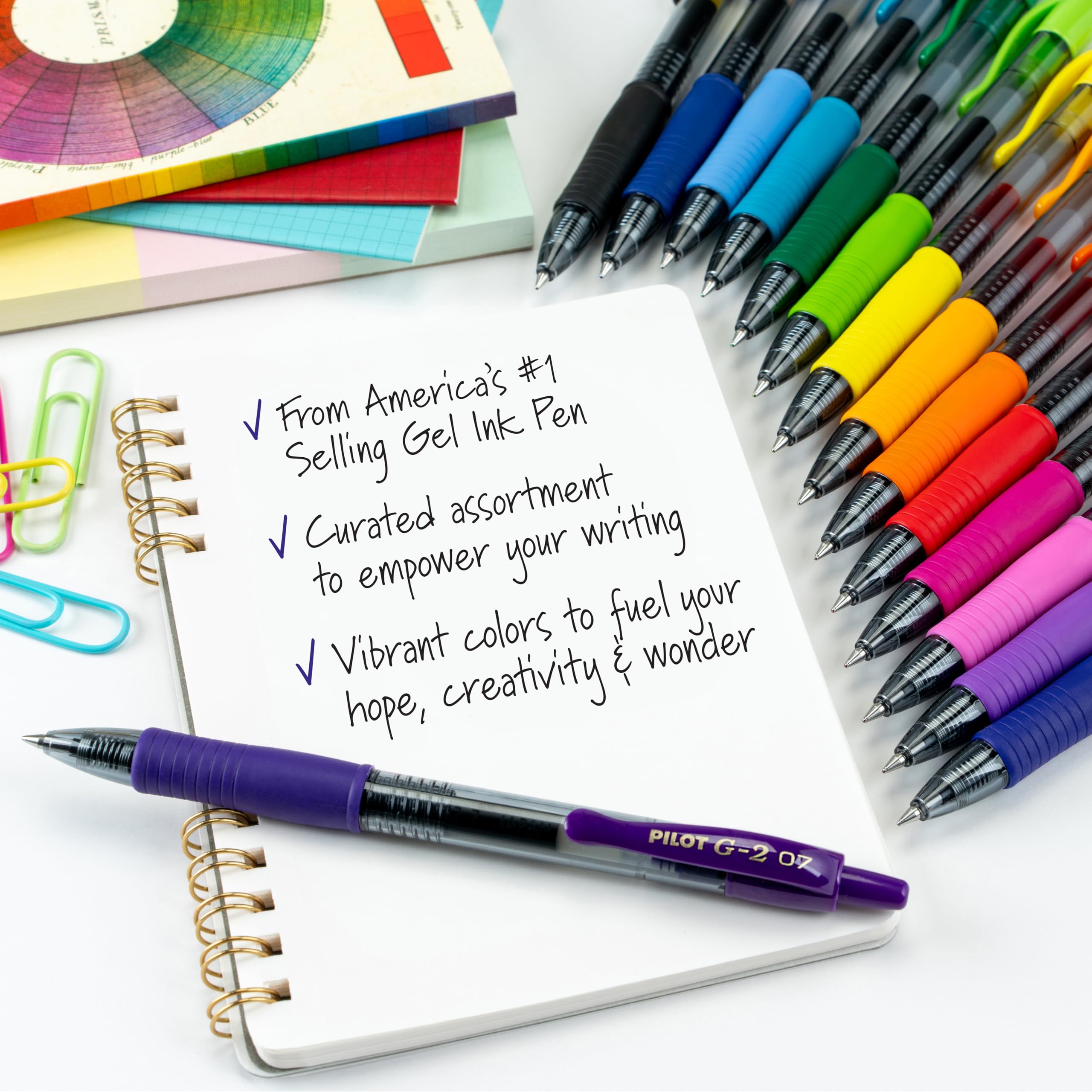 PILOT, G2 Premium Gel Roller Pens, G2 Rainbow Colors Pack, 8 Pack Pouch, Fine Point 0.7 mm, Assorted