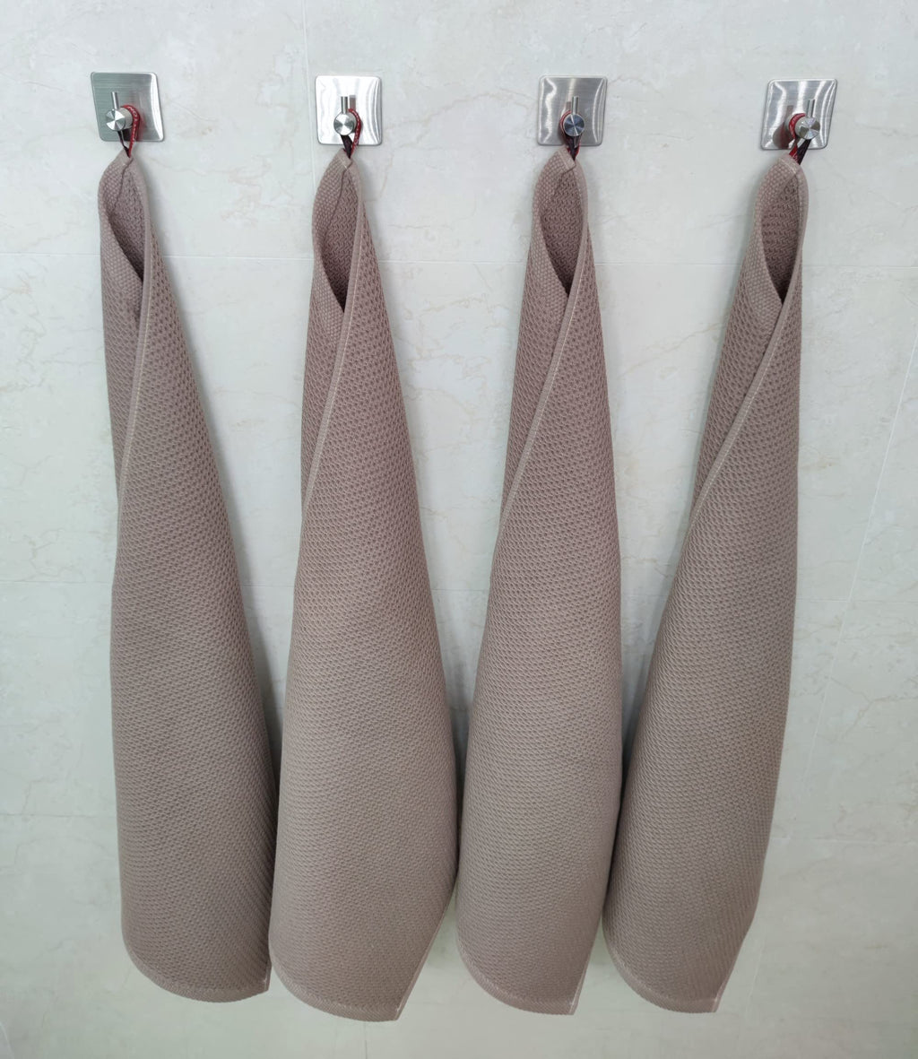 ANEWAY Kitchen Towels 100% Cotton Waffle Weave Dish Towel for Cleaning Drying Dishes Extra Absorbent and Soft, Dish Cloth,13 x 28 in, 4 Pack(Brown)