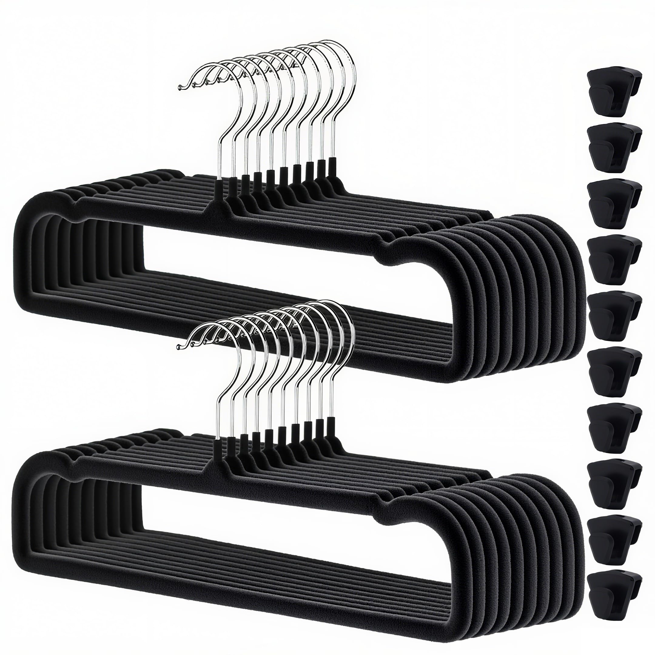 Velvet Pants Hangers 20 Pack,Premium Non Slip Velvet Hangers,Thin Space Saving Slim Clothes Hangers with 360° Swivel Hook,35cm