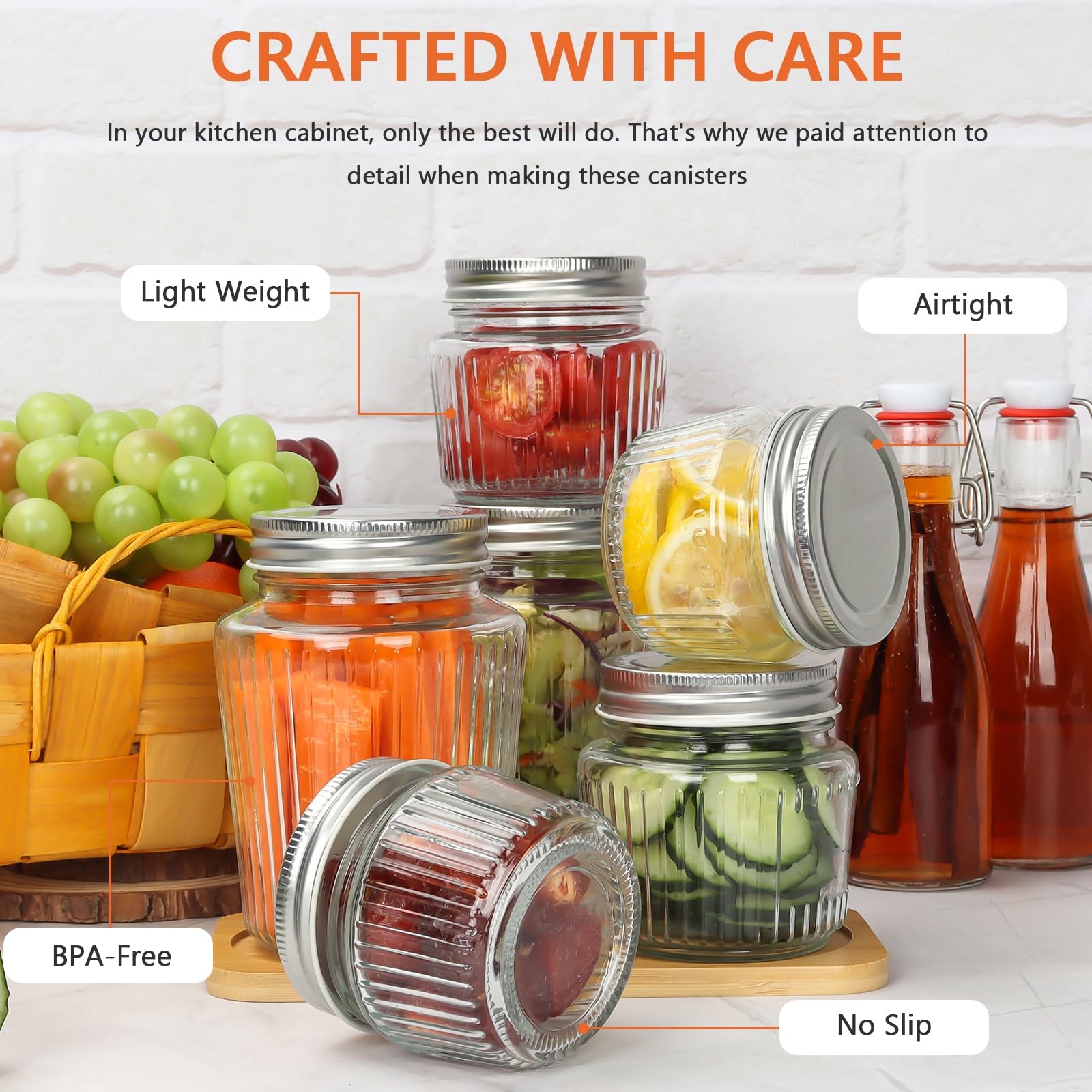 Glass Mason Jars with Lids - 16 oz Vintage Canning Jars, Pickling Jars for Jelly, Jam, Honey, Pickles, Spice, Essential Preserver for Home Storage and Gifting 4 Pack