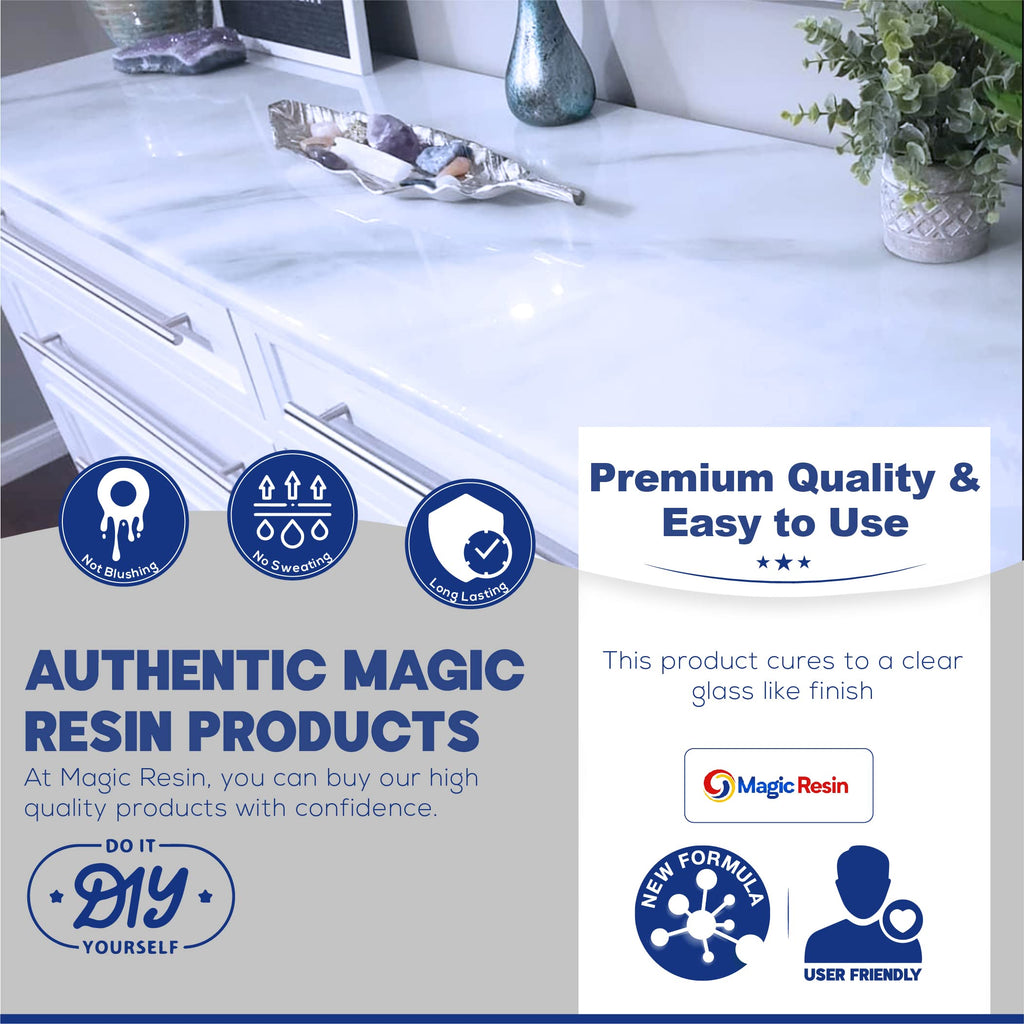 Magic Resin | Epoxy Resin for Table Tops & Coatings | 32 oz (946 mL) | Premium Quality | High Gloss Thick Clear Coat | Table Tops, Bar Tops, Countertops, Artworks, Seal Coats etc.