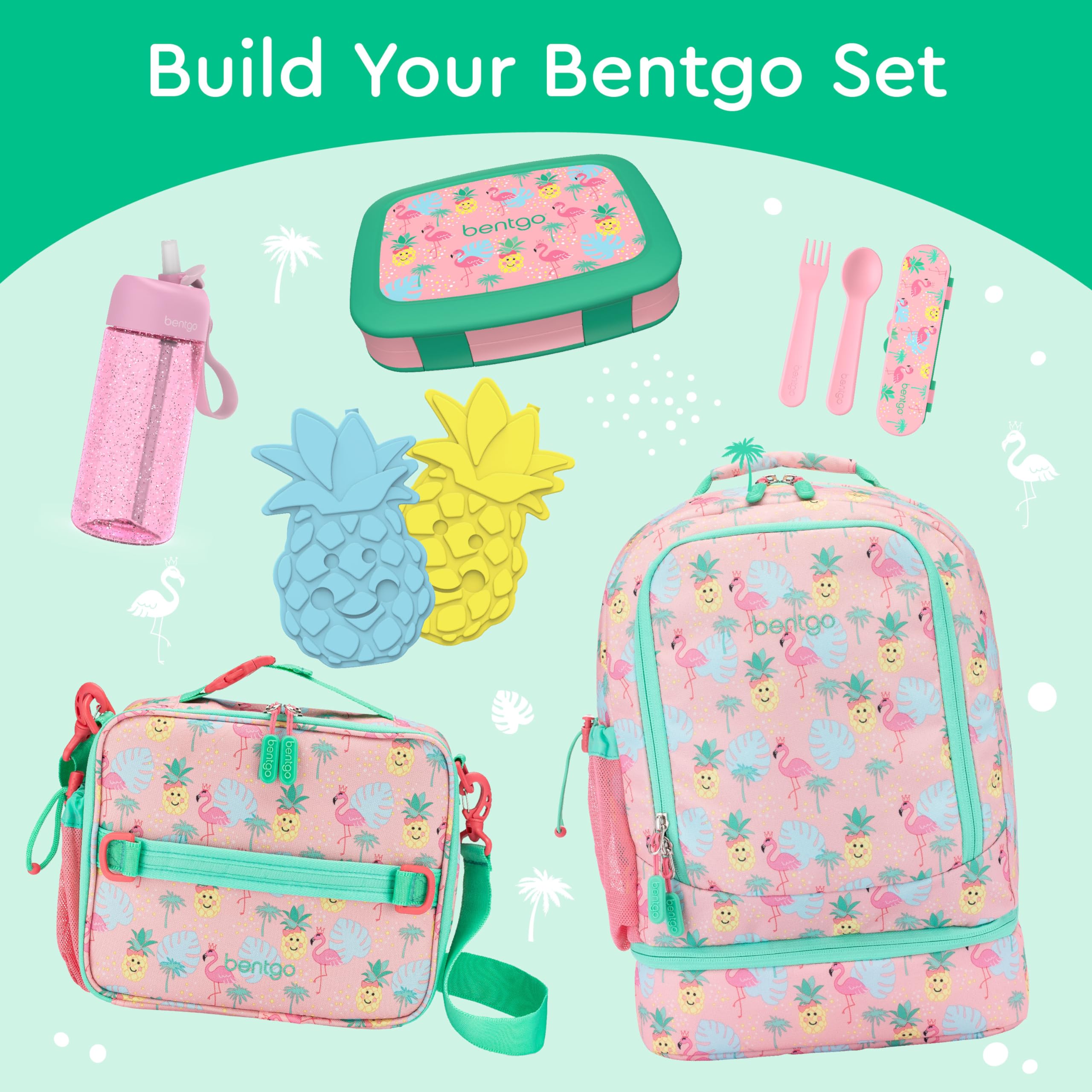 Bentgo Kids Prints Leak-Proof, 5-Compartment Bento-Style Kids Lunch Box - Ideal Portion Sizes for Ages 3 to 7 - BPA-Free, Dishwasher Safe, Food-Safe Materials (Tropical)
