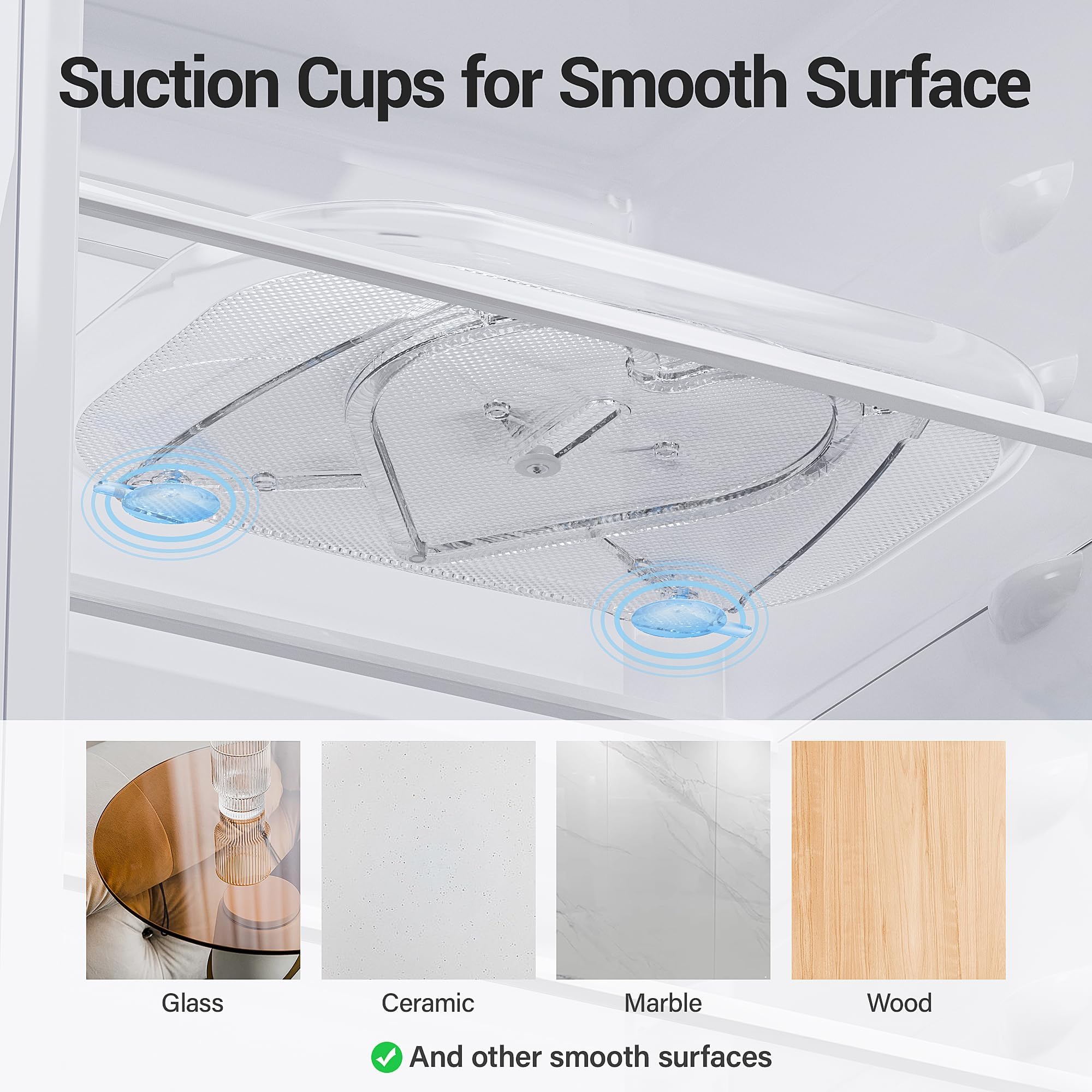 LAMU 14.56''x11'' Lazy Susan Turntable Organizer for Refrigerator, Clear Rectangle Lazy Susan, Condiment Organizer for Fridge Organizers and Storage, Cabinet, Pantry, Countertop, 1 Pack