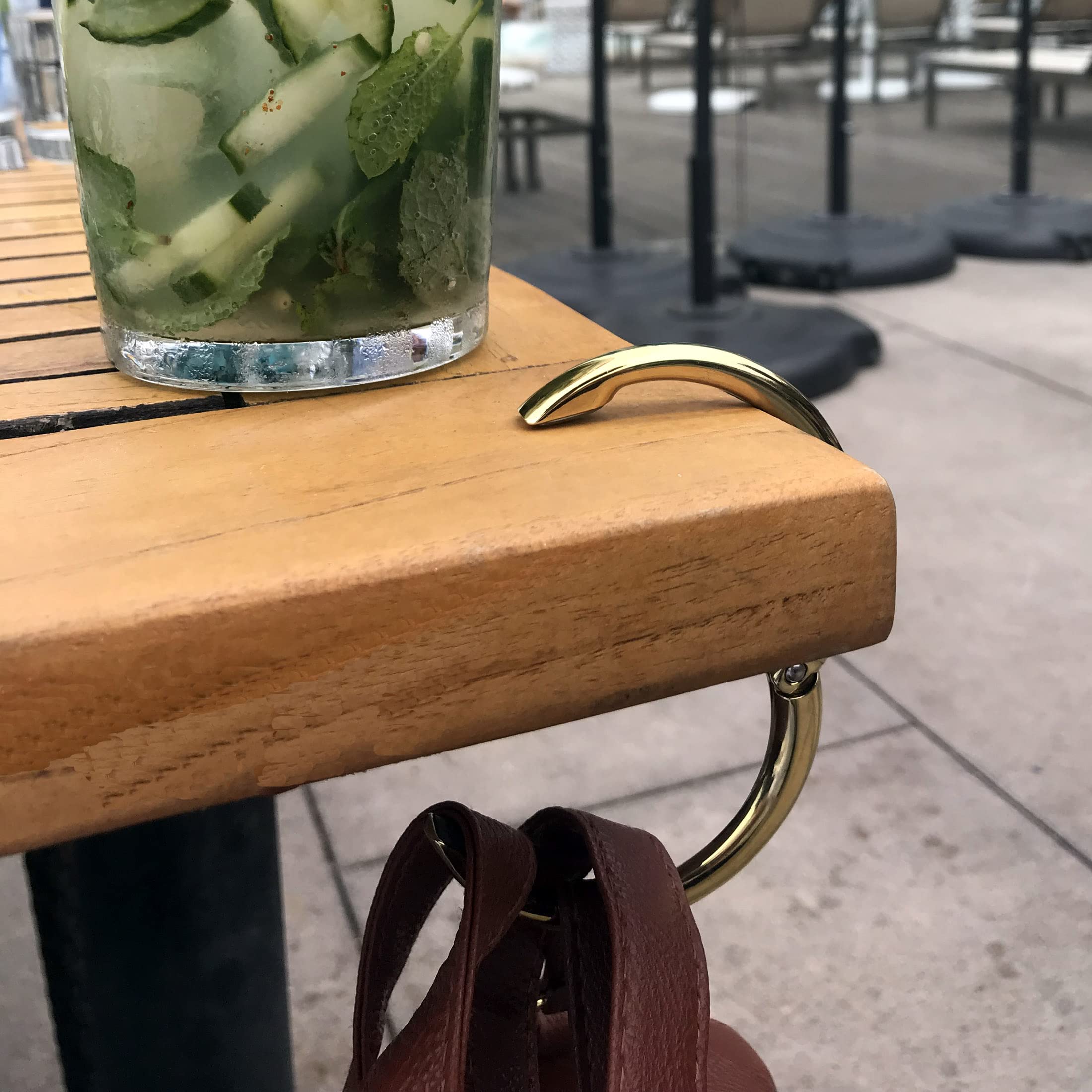 Clipa Handbag Hanger – Polished Gold PVD- The Ring that Opens into a Hook and Hangs in Just 10 mm of Space, Holds 15 kg, 3 yr. Warranty