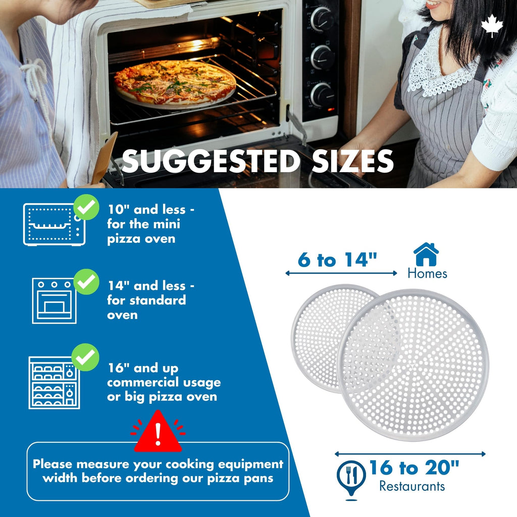 Norjac 12 Inch Pizza Pan with Holes, 2 Pack, Round Aluminum Pans for Oven, Rust-Free, Heavy-Duty, Perforated Baking Tray for Crispy Crust, Made in Canada