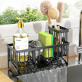 Cisily Kitchen Sink Caddy Organzier with High Brush Holder, Sponge Holder for Sink, 304 Rustproof Stainless, Kitchen Countertop Soap Dispenser Organizer, Kitchen Decor and Accessories (Black)