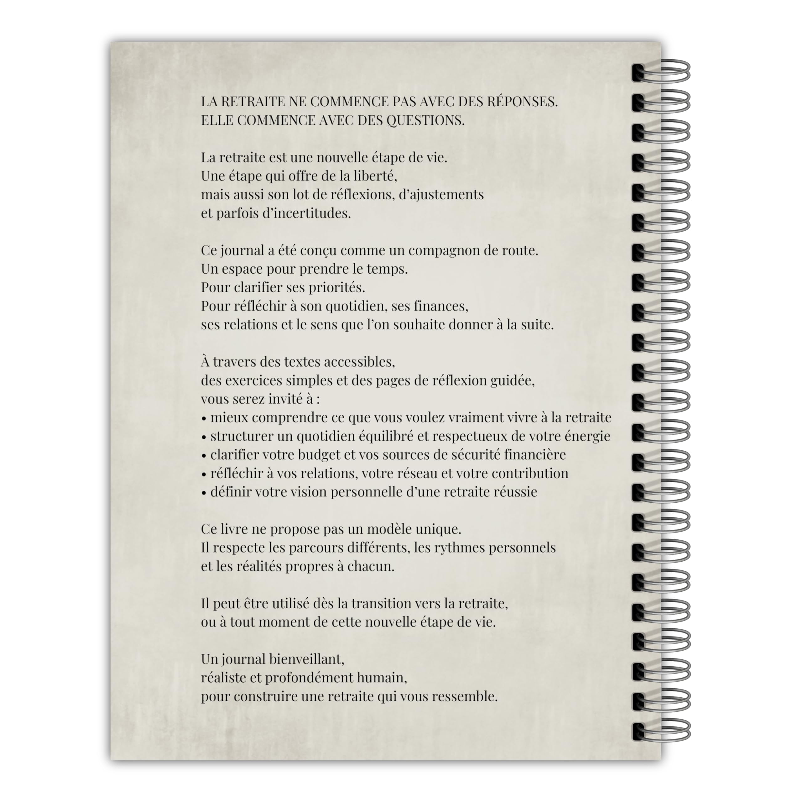 Mon Journal de Retraite, préparation, visualisation guidée, cadeau pour retraités et futurs retraités, Journal en Français, Livre de Retraite