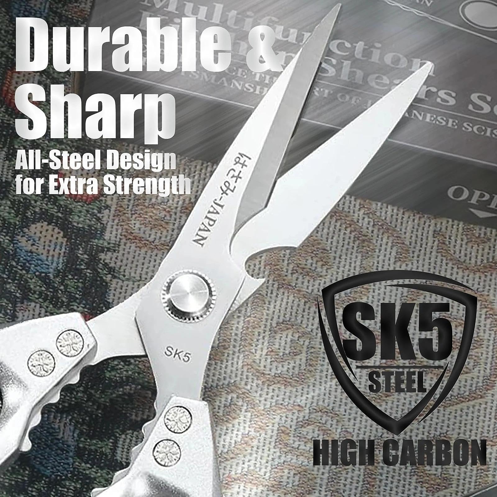 Dream Reach 2 Pack Kitchen Scissors,Heavy Duty Japanese Poultry Shears All Purpose,Sharp Stainless Steel Meat Scissors for Chicken Bones,Fish,Turkey,Vegetables,Gift for Father’s Day or Cooking Lovers