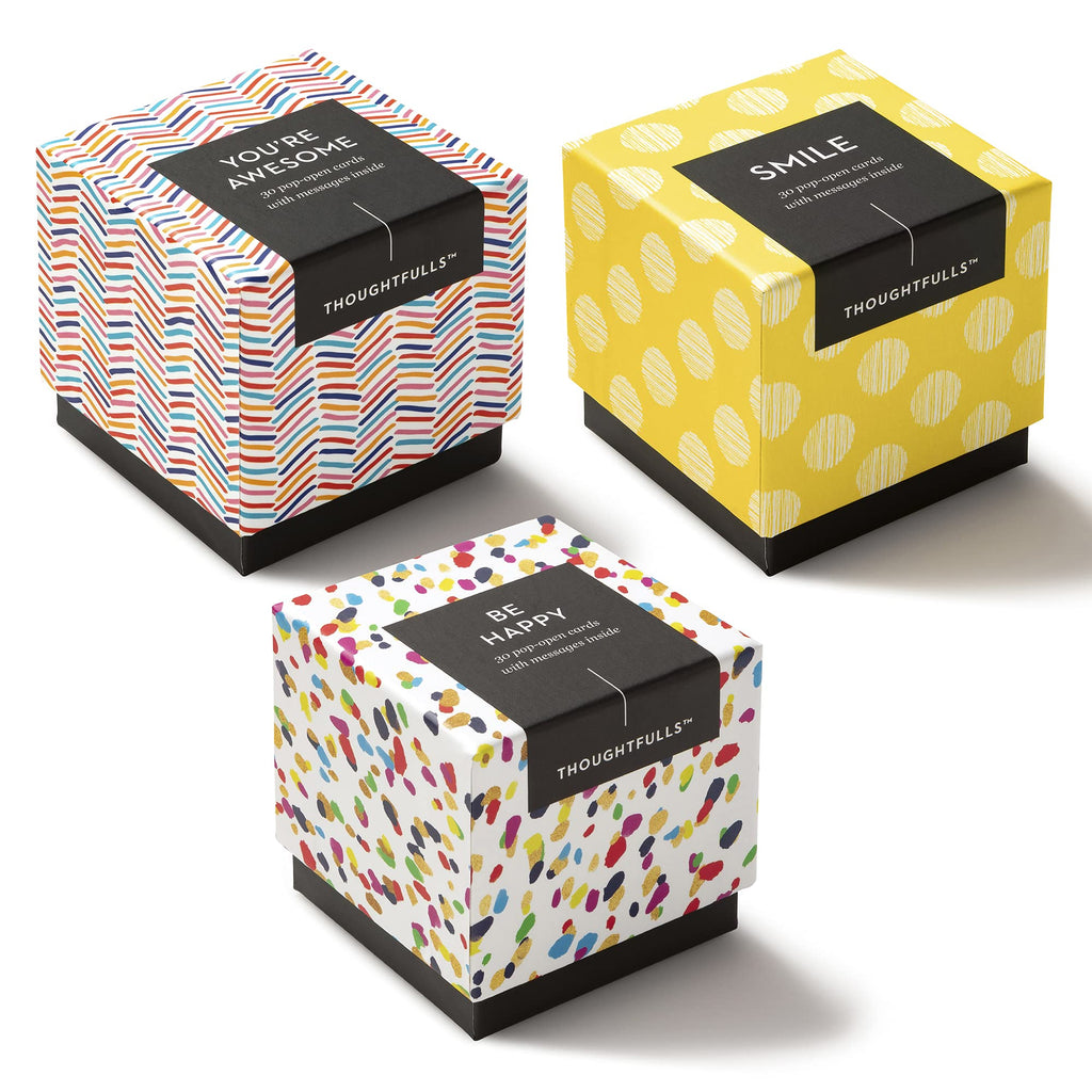 Compendium ThoughtFulls Pop-Open Cards — 3-Pack of You're Awesome, Smile, Be Happy — 90 Pop-Open Cards, Each with a Different Message Inside