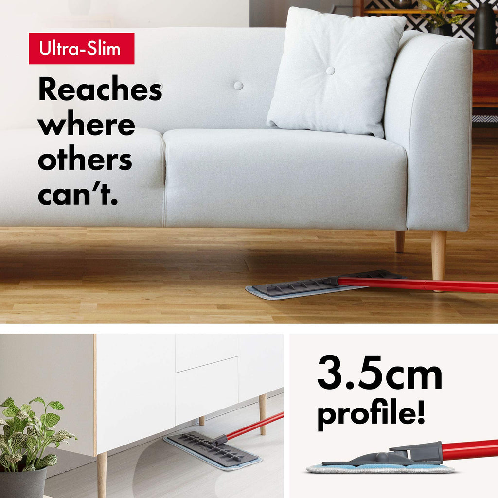 Tyroler Microfiber Floor Mop - Perfect for Hardwood, Laminate, Parquet & Tile 100% Flexible Silicone Won't Scratch | 2 Free Microfiber Pads | Aluminum Anti-Rust Handle (Mop)