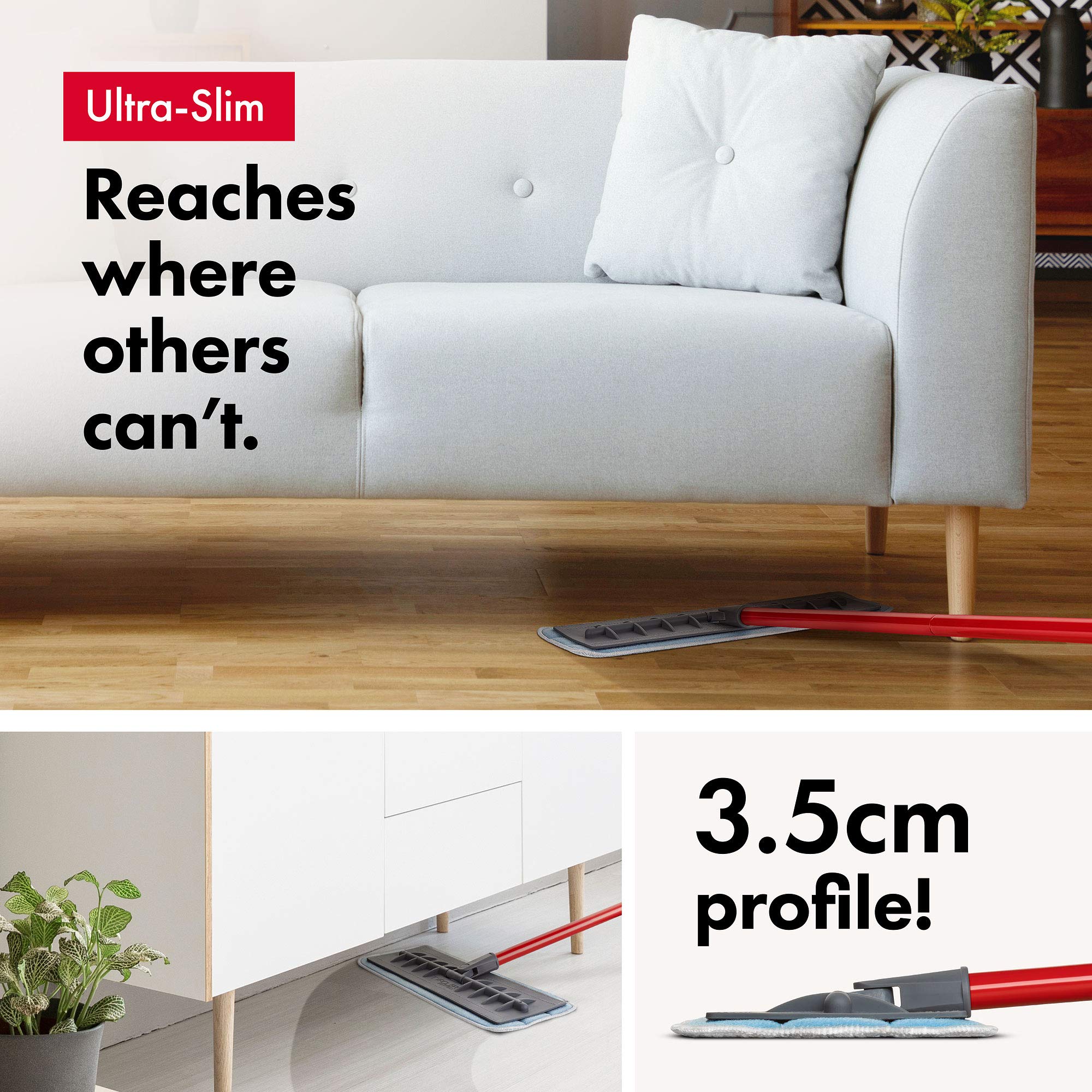 Tyroler Microfiber Floor Mop - Perfect for Hardwood, Laminate, Parquet & Tile 100% Flexible Silicone Won't Scratch | 2 Free Microfiber Pads | Aluminum Anti-Rust Handle (Mop)