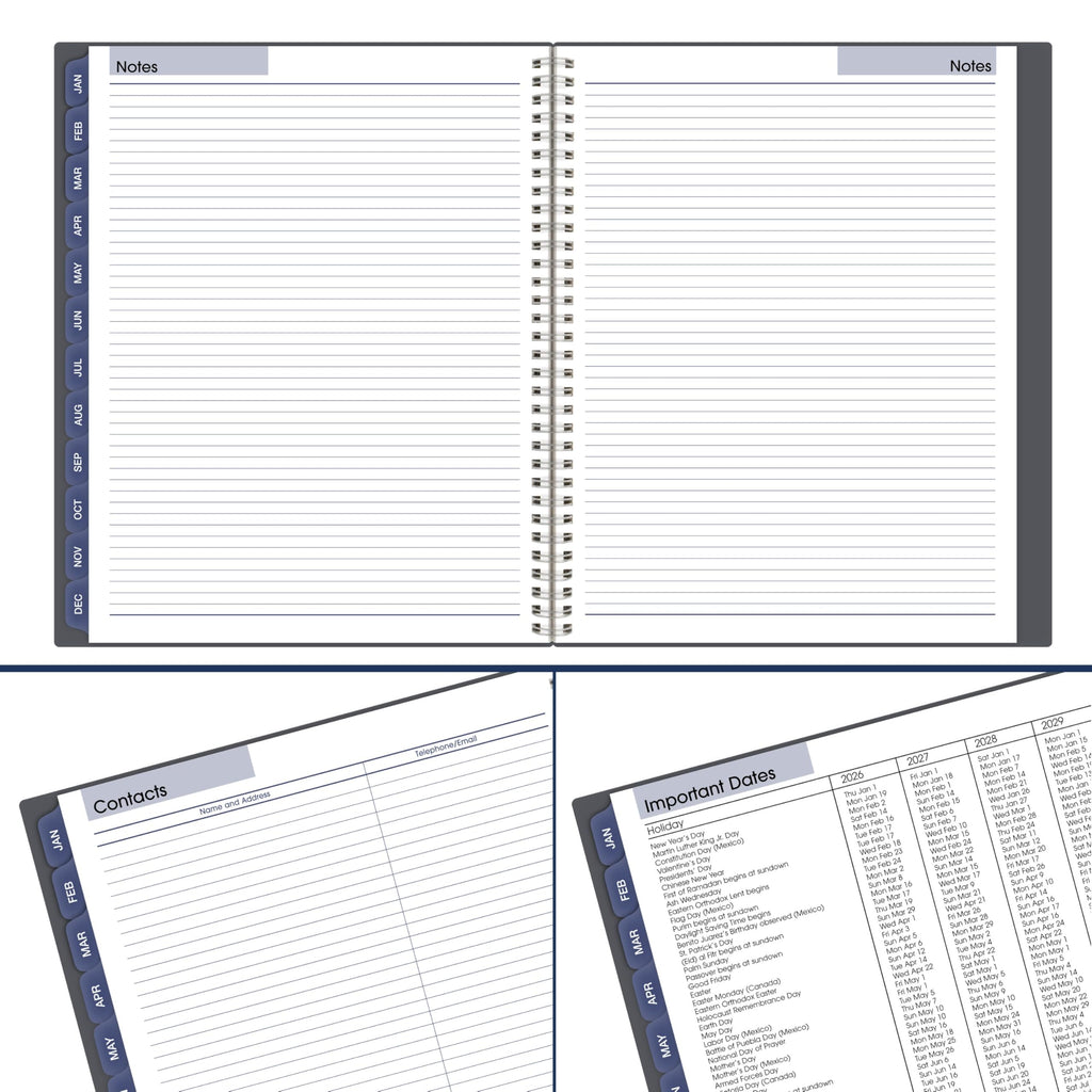 AT-A-GLANCE 2026 Appointment Book Planner, Weekly & Monthly, 8-1/2" x 11", Large, Quarter-Hourly, DayMinder, Gray (GC5200726)