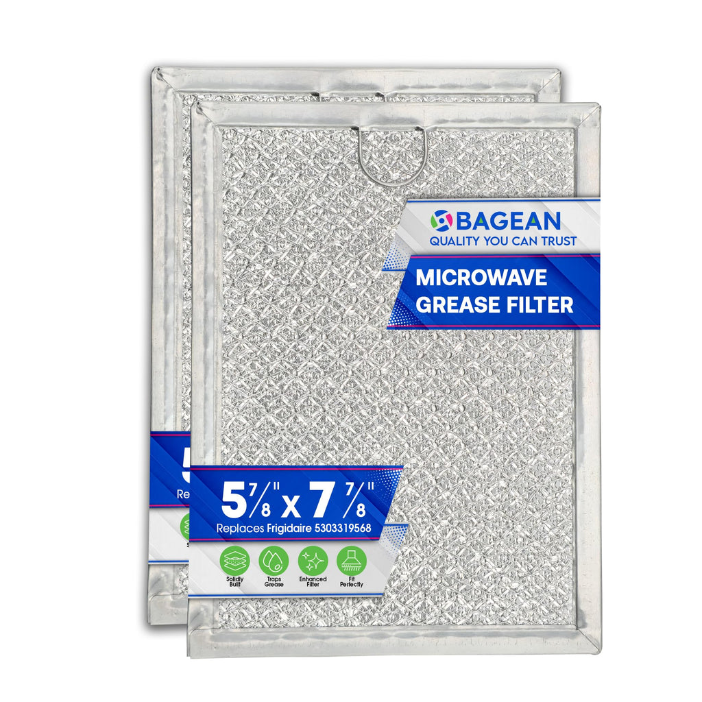 Bagean Microwave Filter Replacement 7.92” x 5.94” Compatible with 5303319568 Frigidaire Microwave Filter - Aluminum Mesh Grease Screen - Freshens & Filters Kitchen Air in Over the Oven Vent Fan (2-Pk)