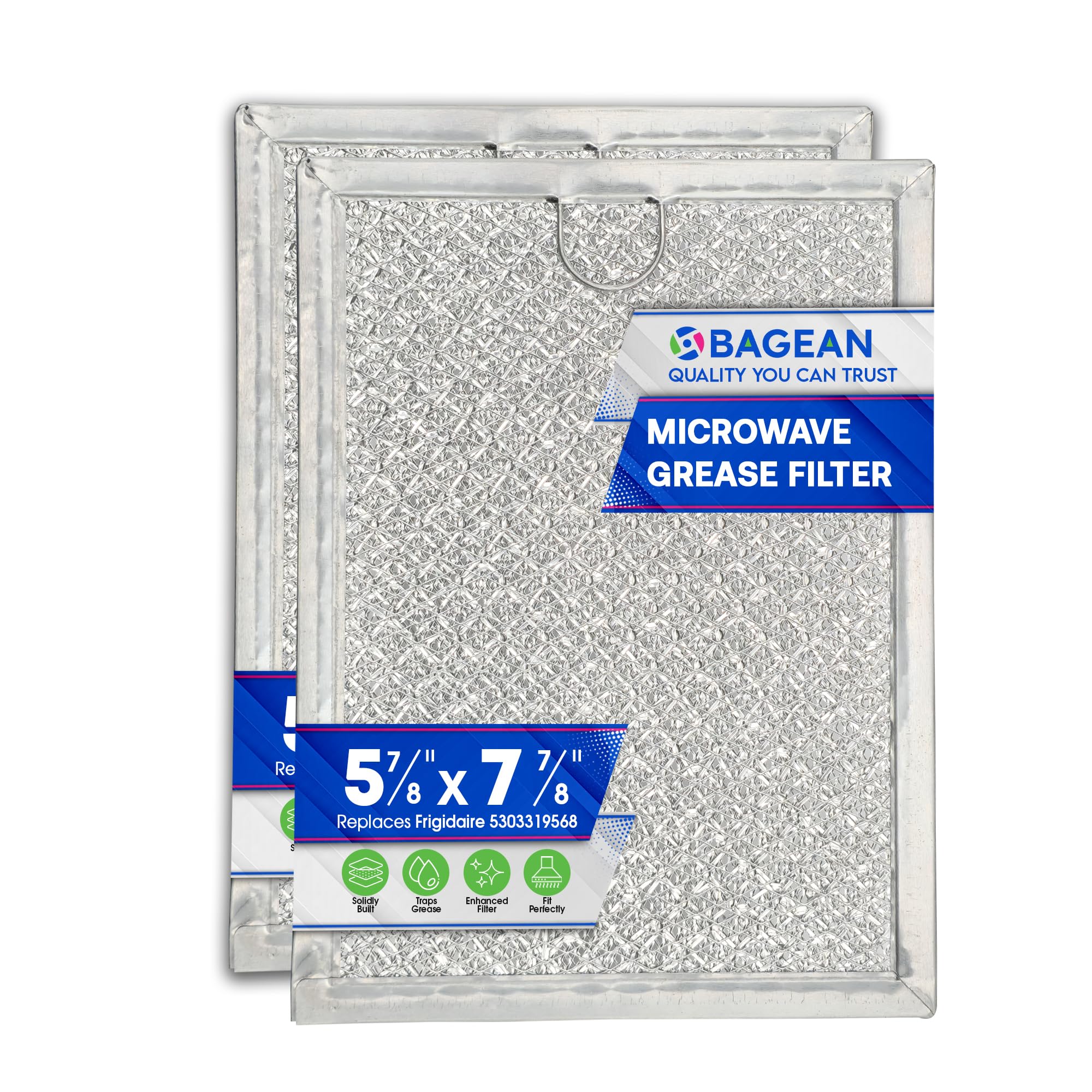 Bagean Microwave Filter Replacement 7.92” x 5.94” Compatible with 5303319568 Frigidaire Microwave Filter - Aluminum Mesh Grease Screen - Freshens & Filters Kitchen Air in Over the Oven Vent Fan (2-Pk)