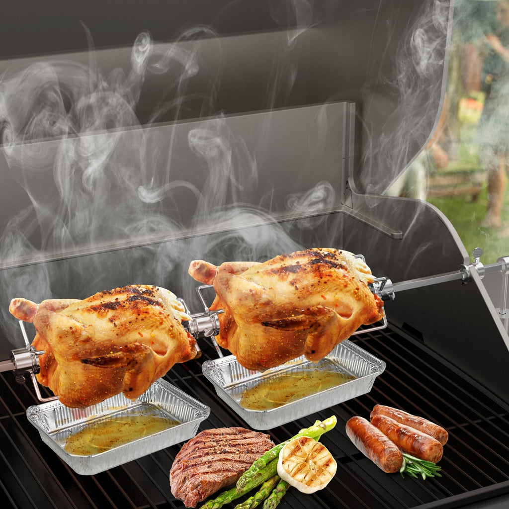 only fire Rotisserie Meat Forks for Most Grills - Include 2pcs 4 Pronged Rotisserie Forks and 1pc Double Sided 4 Pronged Rotisserie Fork