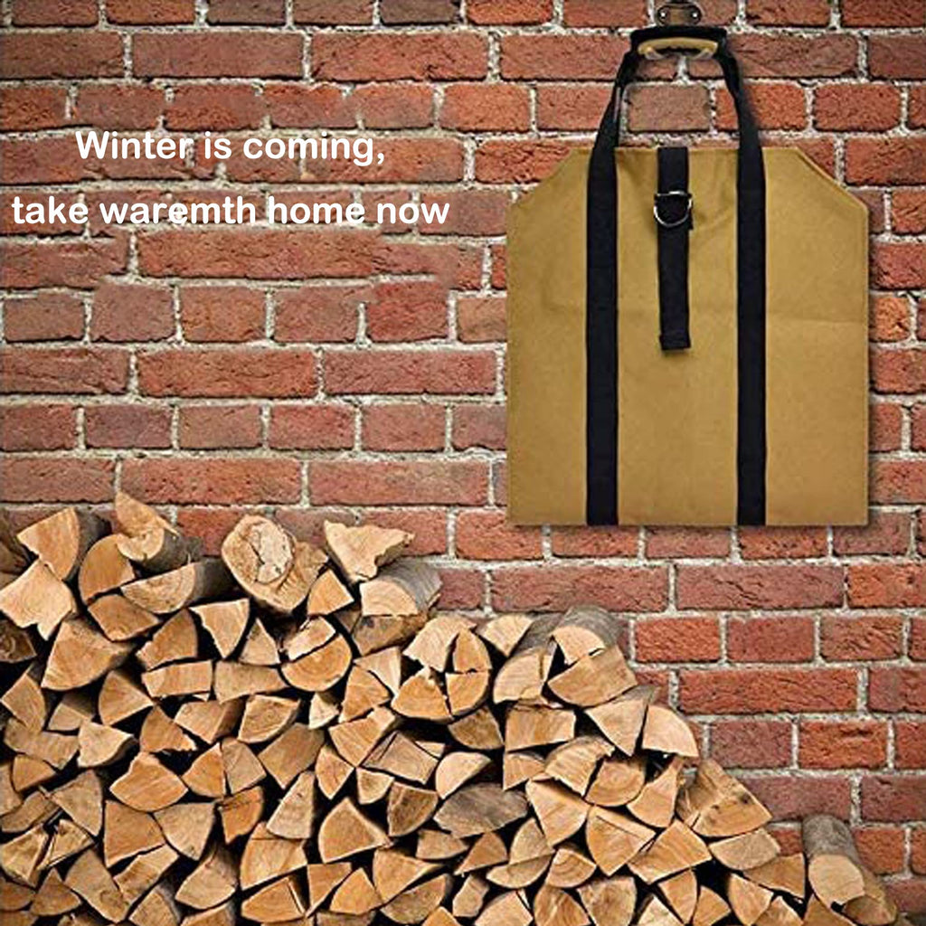 LXTaoler Firewood Log Carrier Bag, Durable Waxed Canvas Firewood Storage Totes with Handle for Fireplace or Camping- 39 x18 Inch