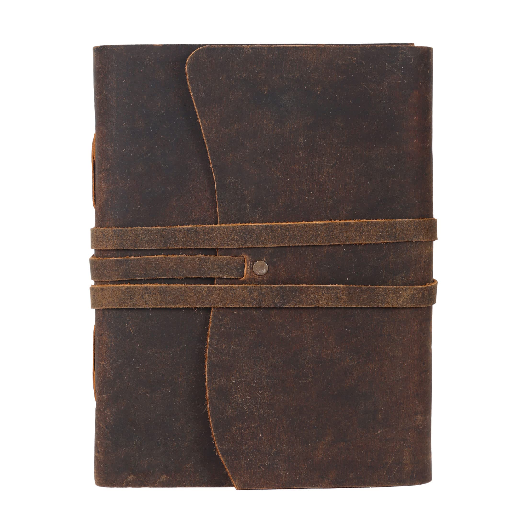 Handmade Leather Journal/Writing Diary/Bound Daily Notepad For Men & Women Unlined Paper Medium, writing pad gift for artist, sketch (8 x 6, Brown Tan)