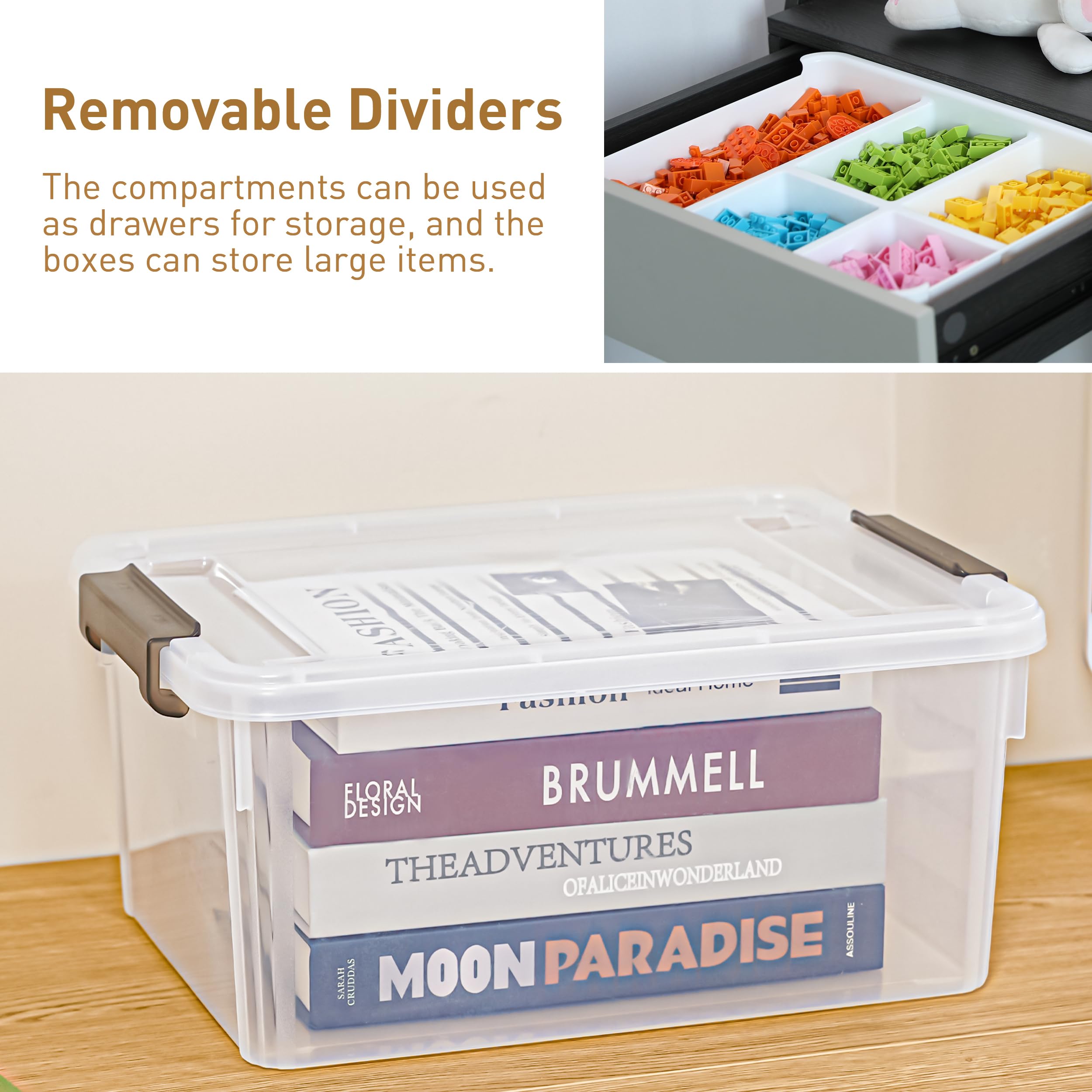 Citylife 17QT Plastic Storage Box with Removable Tray Craft Organizers and Storage Clear Storage Container for Organizing Bead, Tool, Sewing