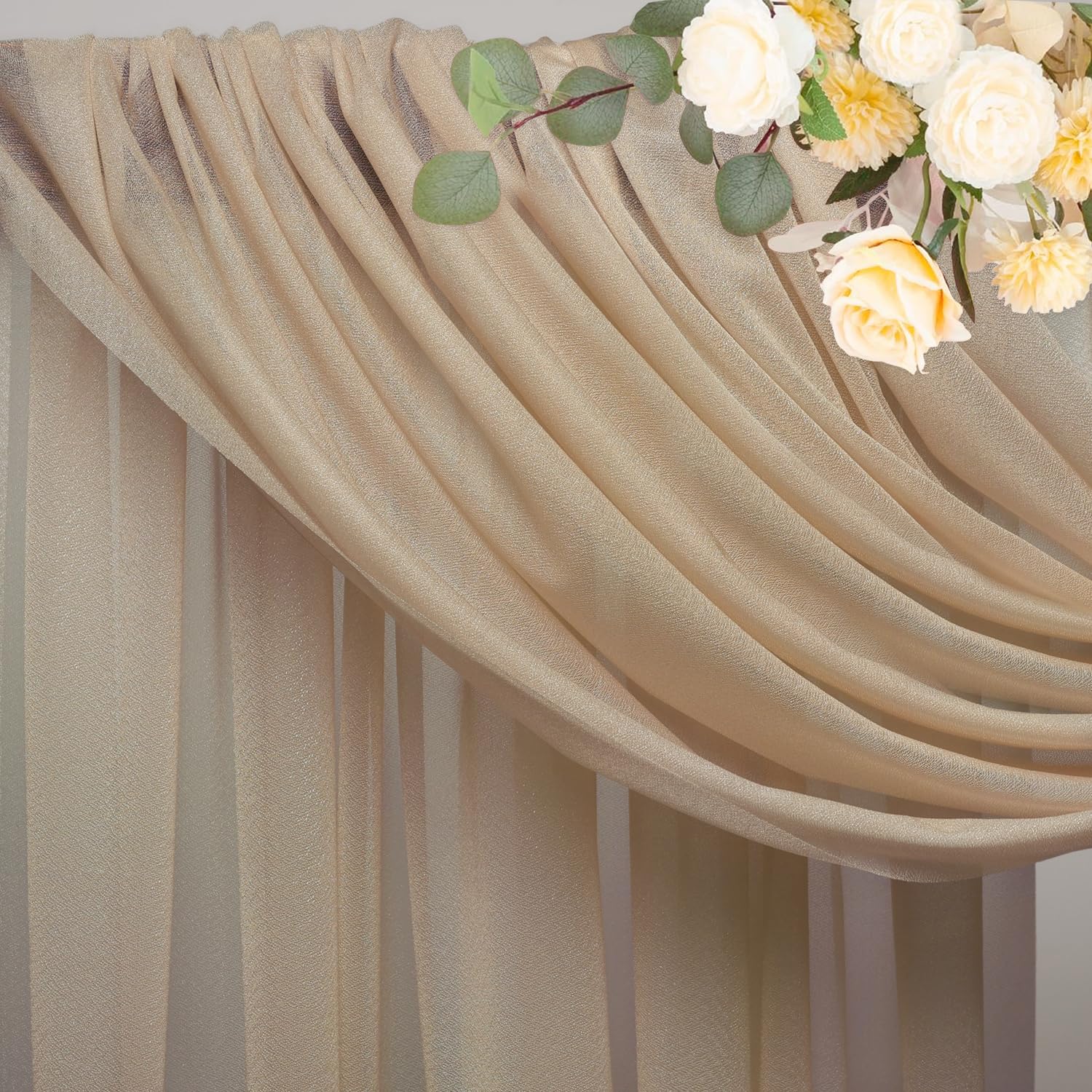 Wokceer Wedding Arch Draping Fabric Nude 28.7" x 20FT Sheer Fabric Drapes Backdrop Arch Draping Fabric for Wedding Ceremony Birthday Party Bridal Shower Decoration