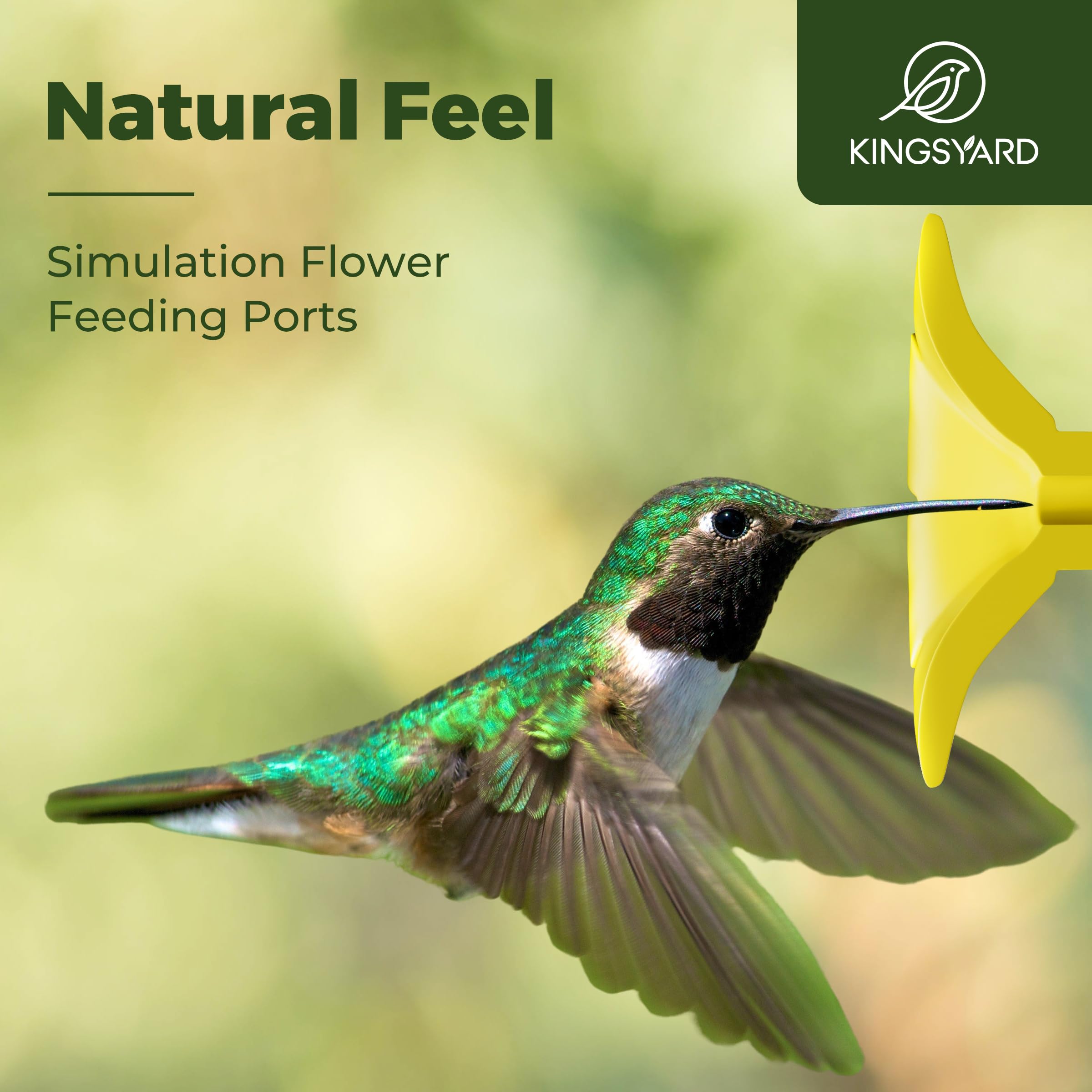 Kingsyard Glass Hummingbird Feeders for Outdoors Hanging Ant & Bee Proof, 16 Ounces Bird Nectar Feeder 6 Flower Feeding Ports, Leak Proof, Easy to Refill & Clean, Ant Moat Included, Red