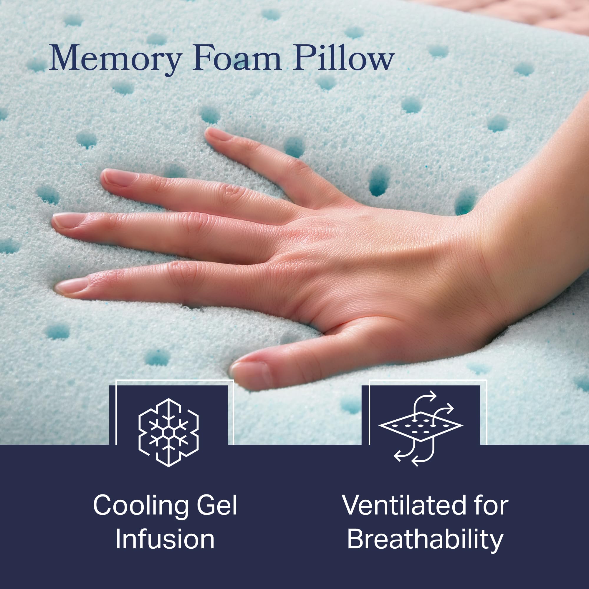WEEKENDER Ventilated Gel Memory Foam Pillow - Washable Cover , White, Standard (Pack of 1)