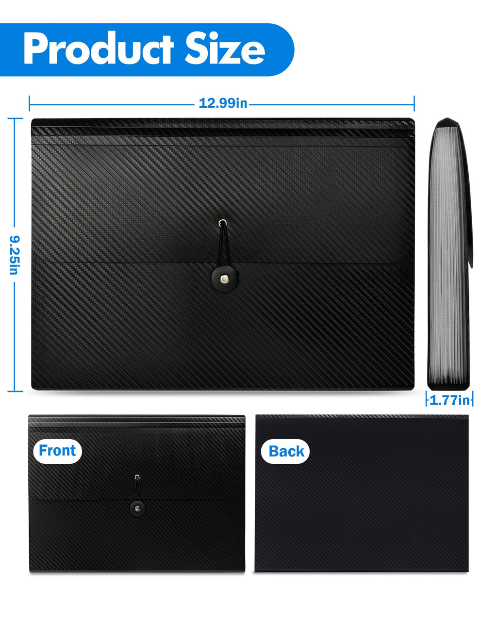 Cesil 3Pcs Expanding File Folders, 13 Pockets File Organizer Accordion File Holder with Elastic Buckles Closure, A4 Paper Document Organizer for Home School Office