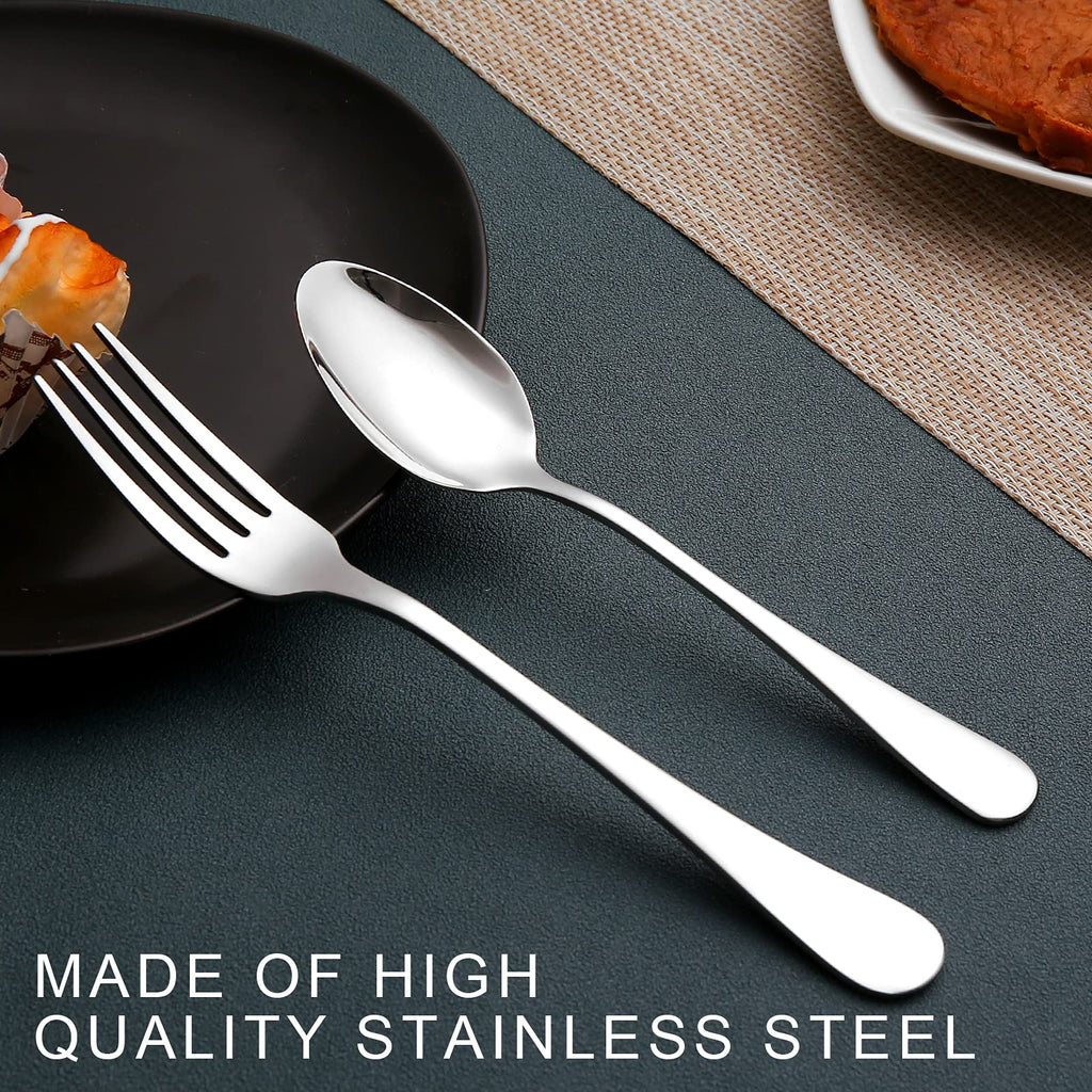 Set of 12, Stainless Steel Dinner Forks and Spoons Silverware Set, Heavy-Duty Dinner Forks (8 Inch) and Spoons(6.7 Inch) Cutlery Set, Dishwasher Safe (Silver)