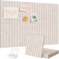 Lifewit 36"x 24" Felt Bulletin Board with Self-Adhesive, 6 Pack Cork Board Alternative for Walls, Large Pin Board Vision Board Message Board with 30 Pushpins for Office Decor, Beige Stripe