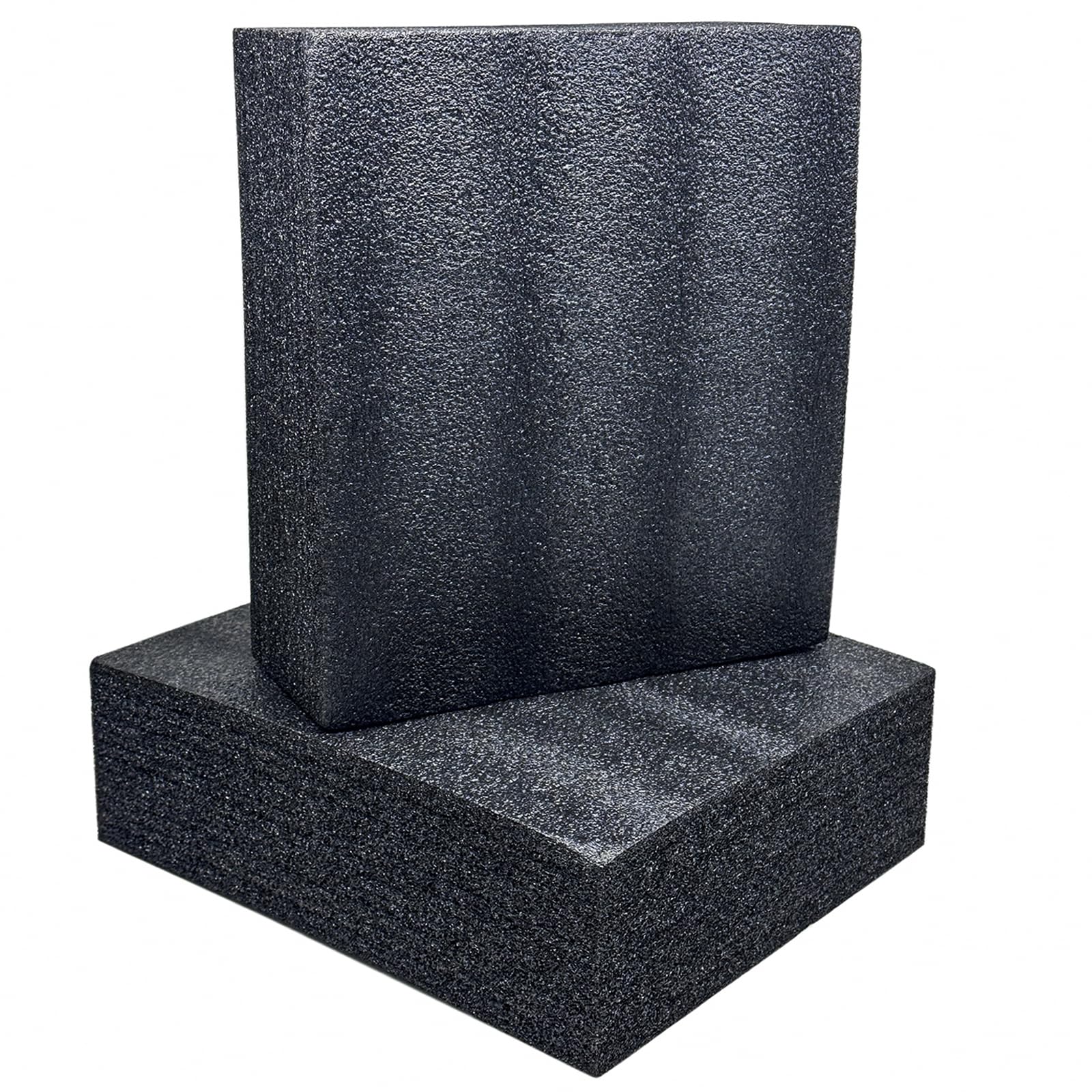 QISF 2PCS Cuttable Polyethylene Foam Block 12x10x3.5Inch Packing Sheet,9CM/3.5In Thick Padding Inserts Foam for DIY Crafts,Cases and Boxes Packing, Black