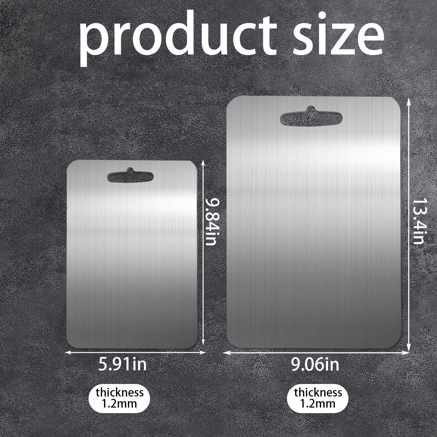 2-Pack Stainless Steel Cutting Board for Kitchen, Double-Sided Food-Grade 304 Chopping Board, Large for Meat, Small for Vegetables & Fruit, BPA-Free, Dishwasher Safe, Durable