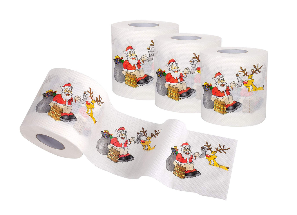 Merry Christmas Santa Claus Toilet Paper Tissue Napkin Prank Fun Birthday Party Novelty Gift Idea (4 Rolls)