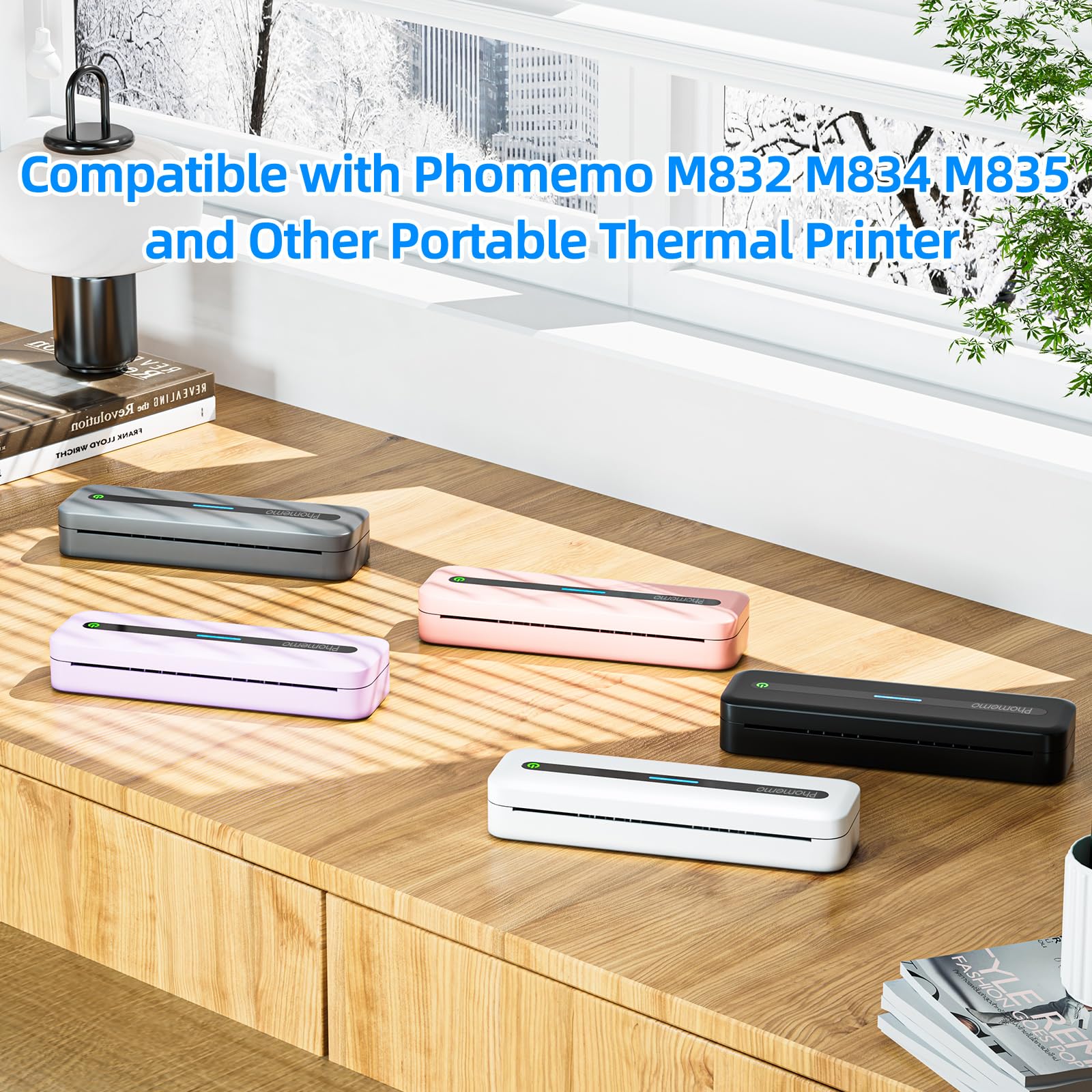 Phomemo M832 Thermal Paper 2 Rolls, 8.5" x 11" US Letter Thermal Printer Paper, Compatible with M832D M832 M834 M835 A285M Portable Printer