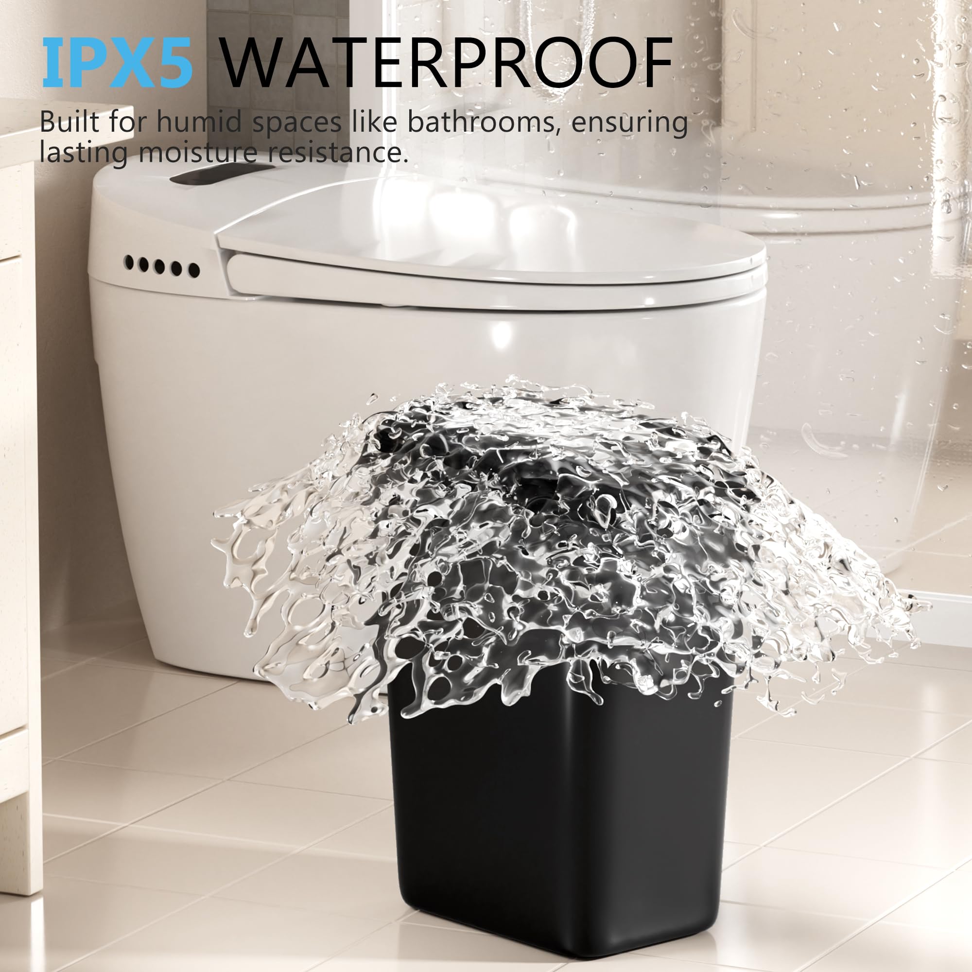 Bathroom Trash Can with Lid Touchless Automatic Garbage Can, 2.6 Gallon Slim Waterproof Motion Sensor Smart Trash Can, Small Plastic Trash Bin for Bedroom, Living Room