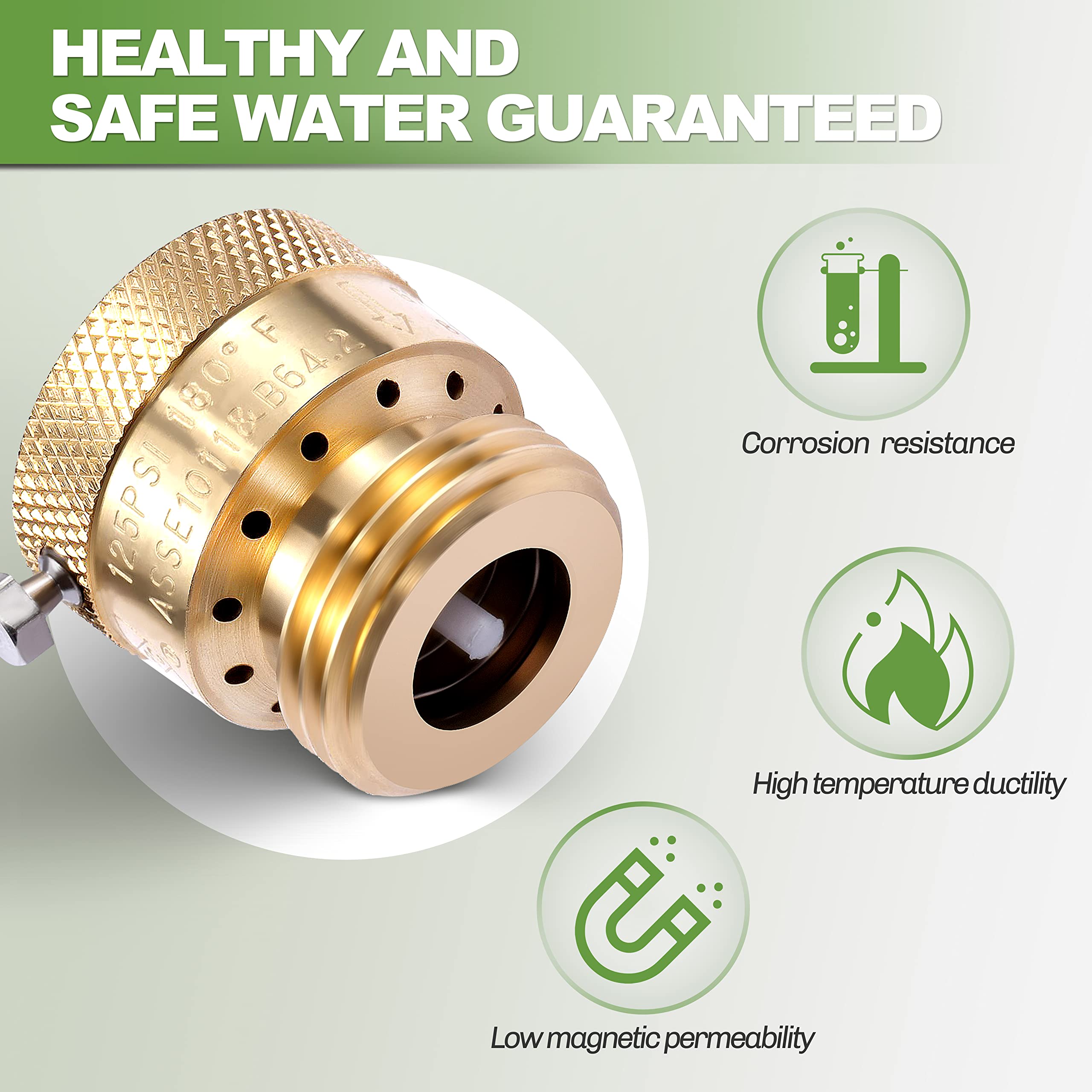 Litorange 2 Pack Brass 3/4" Inch MHT Hose Bibb Connector Backflow Preventer Vacuum Breaker