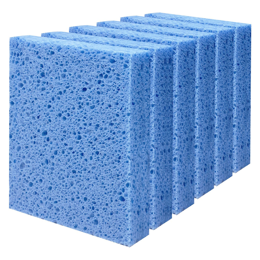 Cellulose Sponges, Large Size 4" x 6" x 1" - Heavy Duty Scrub Kitchen Sponge, Clean Tough Messes Without Scratching Kitchen Cleaning Pads, Pop Up Eco DIY (6 Pack), Blue