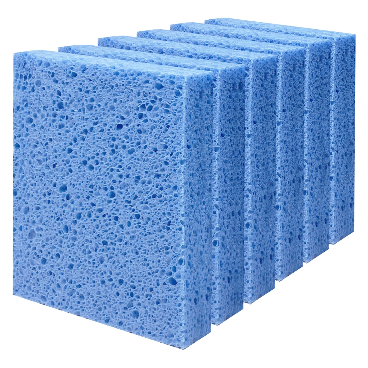 Cellulose Sponges, Large Size 4" x 6" x 1" - Heavy Duty Scrub Kitchen Sponge, Clean Tough Messes Without Scratching Kitchen Cleaning Pads, Pop Up Eco DIY (6 Pack), Blue