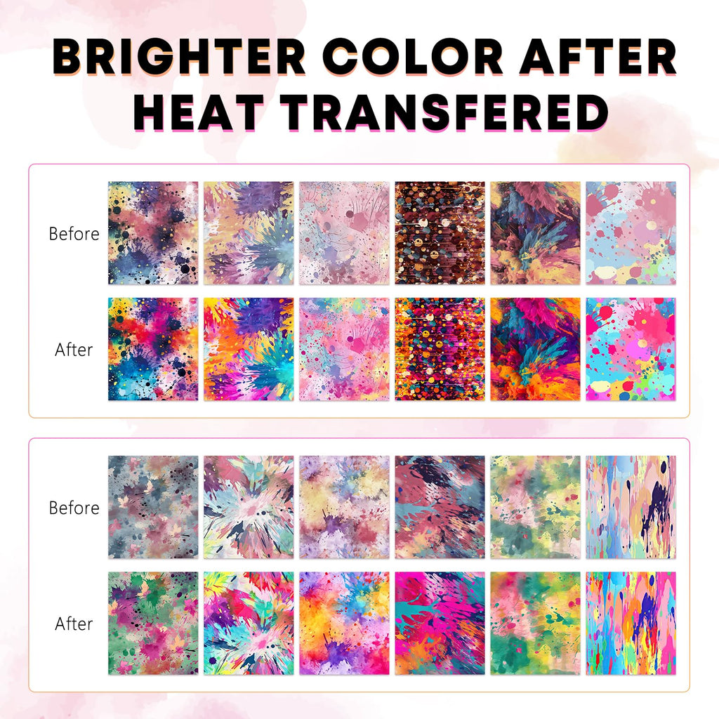 HTVSTD Paint Splatter Sublimation Ink Transfer Sheets-15pcs 12'' x 10''Watercolor Patterned Sublimation Transfer Paper for Mugs DIY