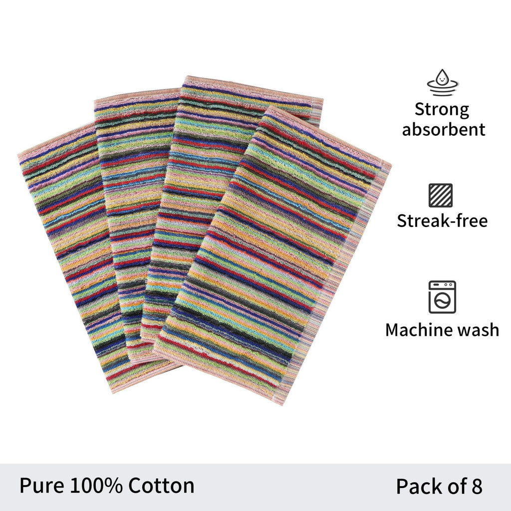 Oeleky Kitchen Dishcloths for Washing Dishes, Ultra Absorbent Dish Rags, Cotton Cleaning Cloths Pack of 8, 12x12 Inches (multi-1, 12x12 inch)
