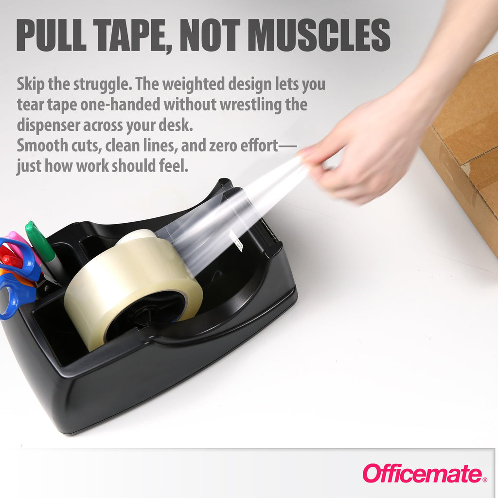 Officemate Recycled 2-in-1 Heavy Duty Tape Dispenser, Black (96690)