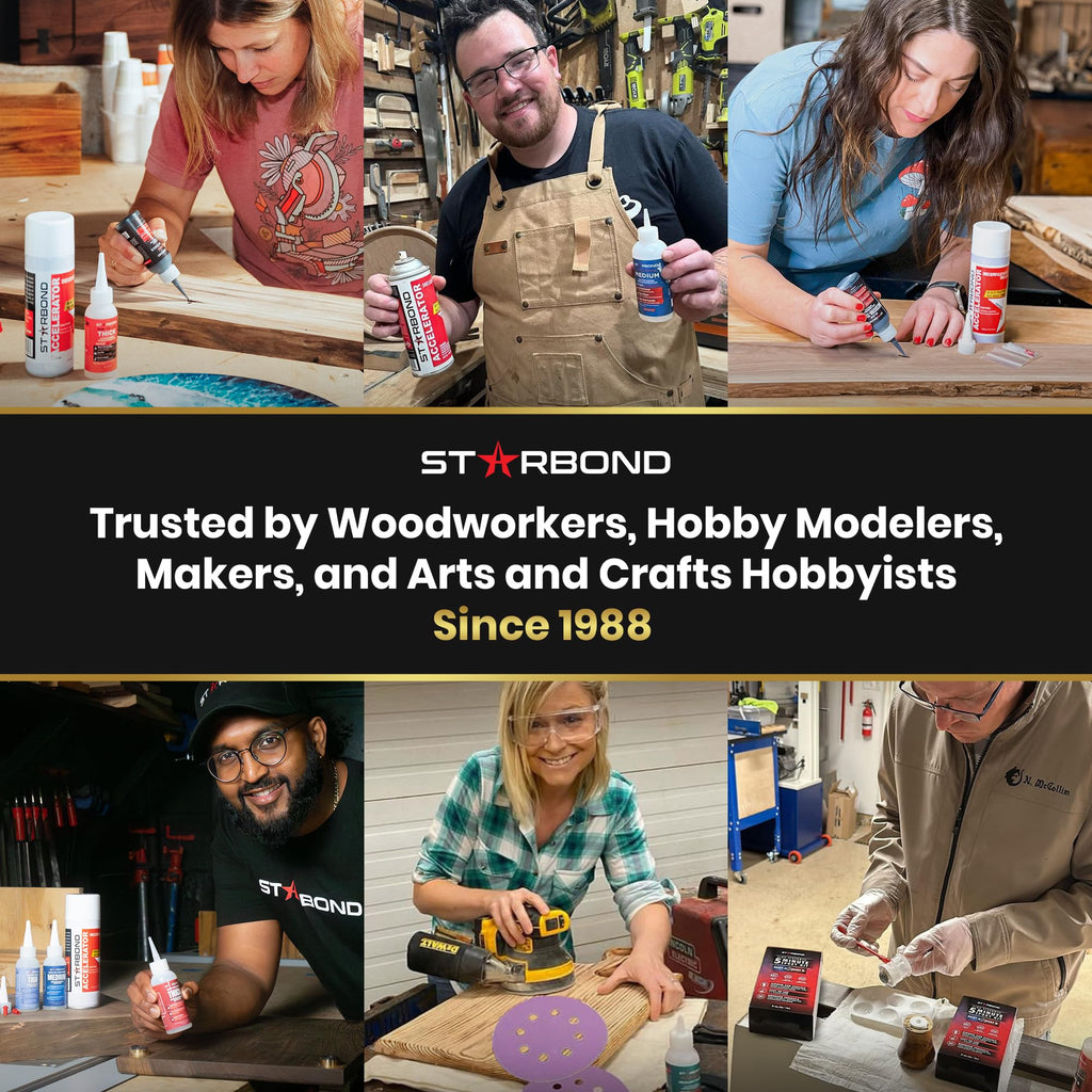 Starbond Super Fast Thin CA Glue – Super Glue Pro Kit with Precision Microtips Anti-Clog Cap & Extra Nozzles – Premium Cyanoacrylate Adhesive for Cracks, Joints, Woodturning, Hobby & Repairs, 2 oz