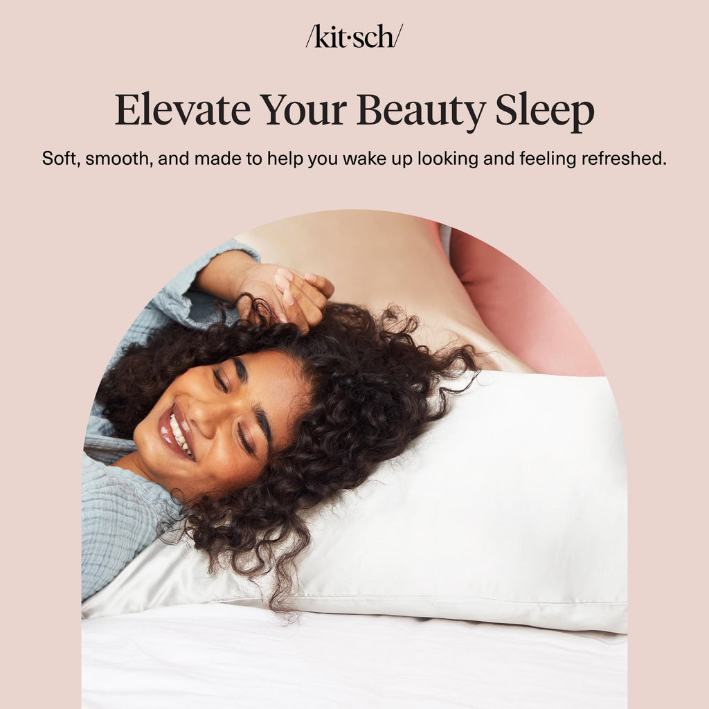 Kitsch Satin Pillowcase with Zipper for Hair & Skin, Softer Than Silk Pillow Cases Queen, Wrinkle-Free, Smooth and Cooling Satin Pillow Covers, Standard Size 19"x26", Ivory