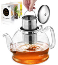STNTUS Glass Teapot, 40oz/1200ml Tea Pots with Infuser for Loose Leaf, Borosilicate Glass & Removable Stainless Steel Strainer Tea Pot for 4-6 Cups Maker, Mothers Day Gifts