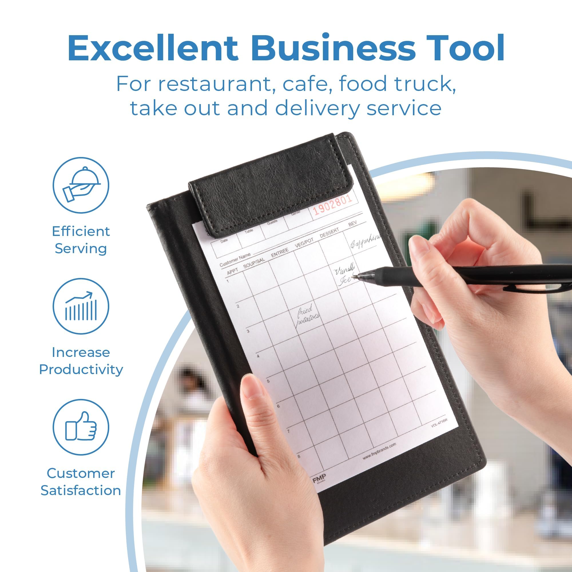 FMP Brands (500 Sheets) Server Note Pads Paper, Guest Check for Servers, Guest Check Pads, Order Pads for Servers, Waitress Notepads, Server Pads for Restaurant, Bar, Cafe, 5 Pads, 100 Sheets/Pad