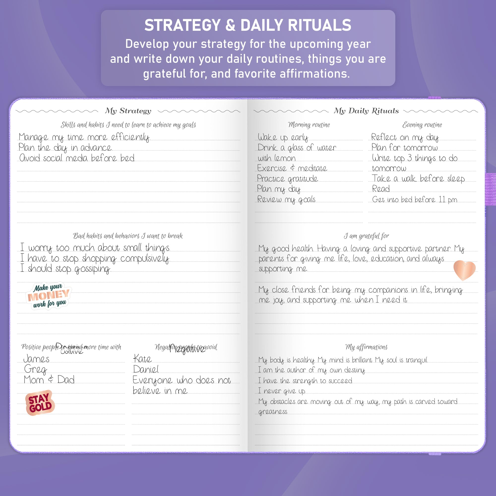 GoGirl Weekly Schedule Planner – Undated Hourly Work & Life Planner with Time Slots – Vertical Agenda Organizer for Daily Time Management & Productivity – A5 Size, 5.8″x8.3″, Hardcover (Lavender)