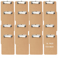 HEIHAK 16 Pack 6 x 9 Inches Mini Clipboards, A5 Memo Size Clipboards, Small Wood Hardboard Low Profile Clip for Home, Office, Classroom Supplies, Brown