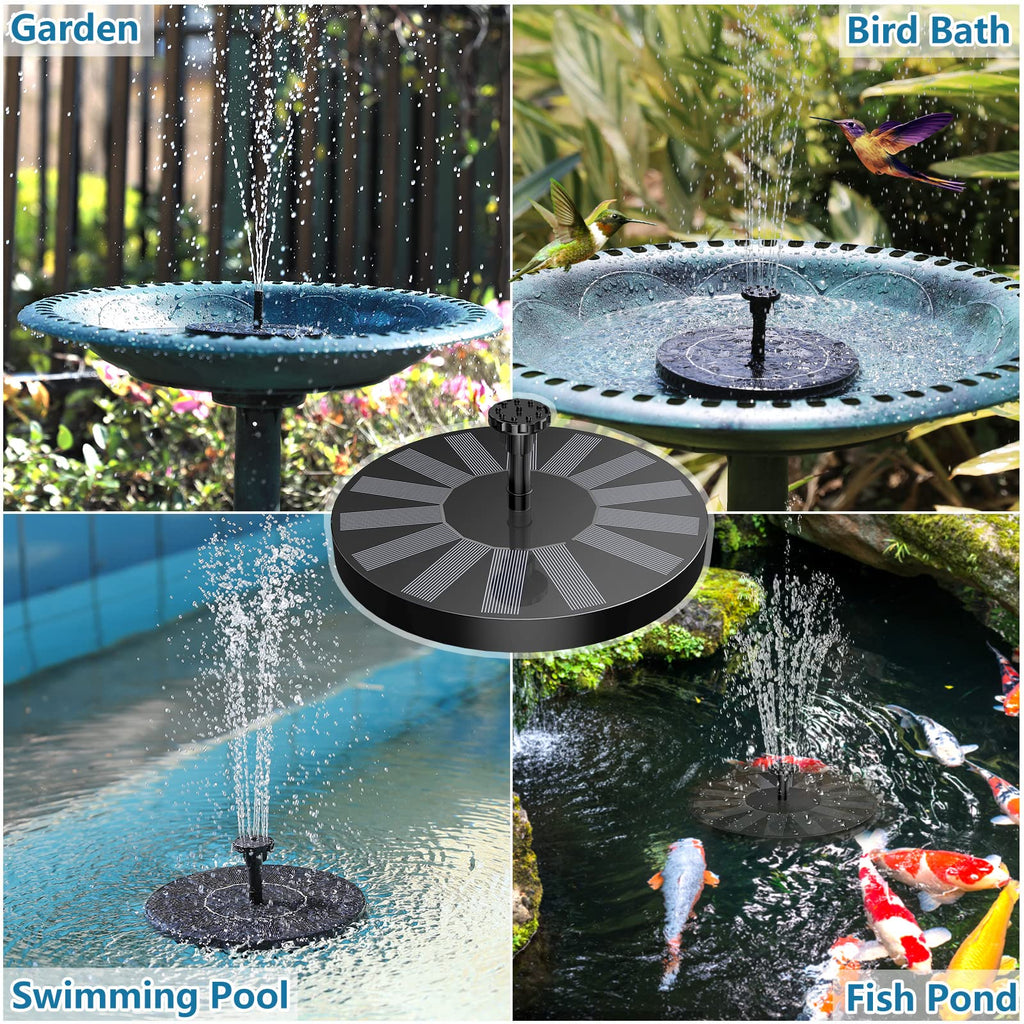 AMZtime 2.5W Solar Bird Bath Fountain Pump, Solar Fountain with 6 Nozzles 4 Fixed Pipes, Solar Water Fountain Pump for Garden, Ponds, Pool, Fish Tank, Aquarium and Outdoor